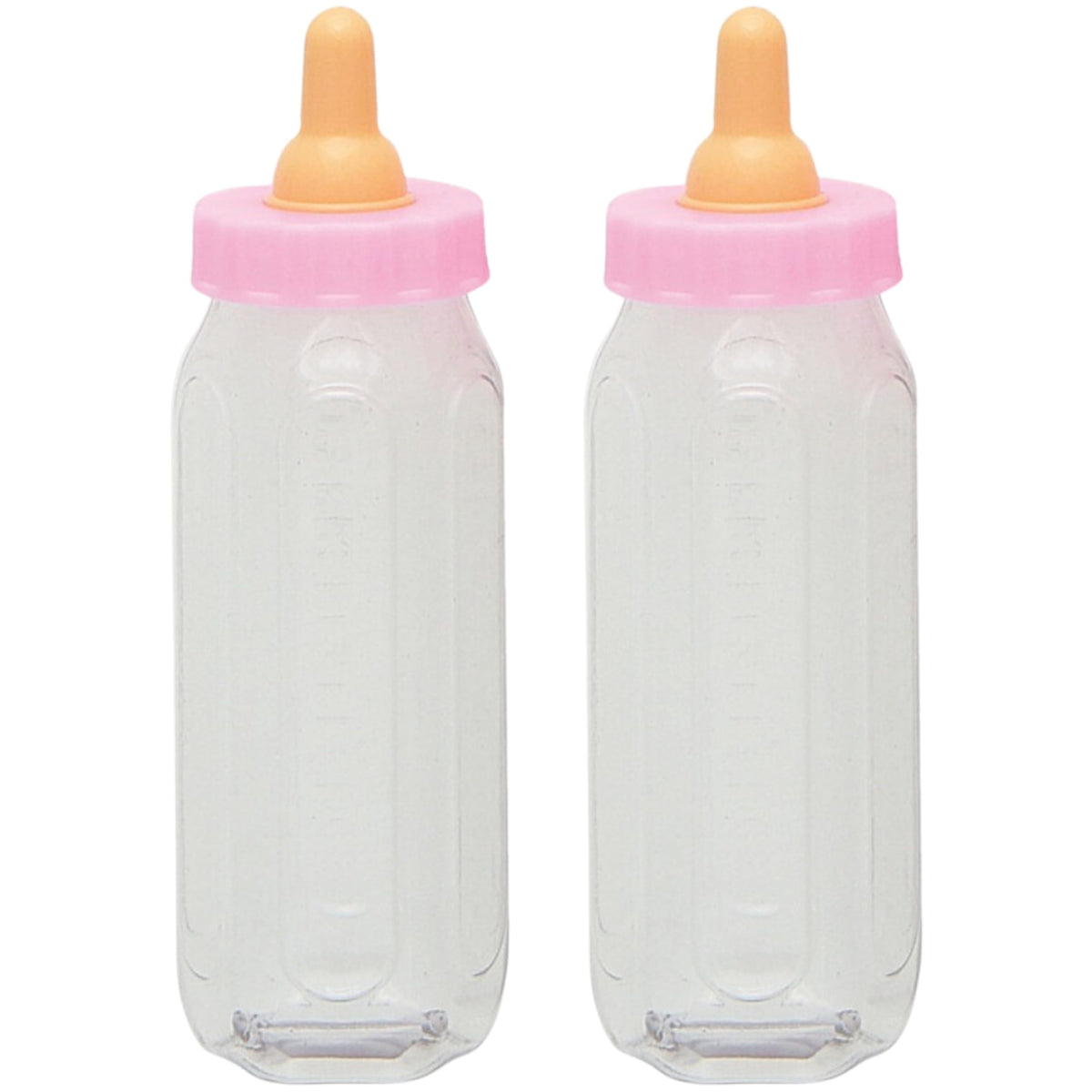 Adorable Pink Fillable Baby Bottle Favors - 5'', Set Of 2 - Premium Plastic Keepsake Gifts - Perfect For Showers, Gender Reveals