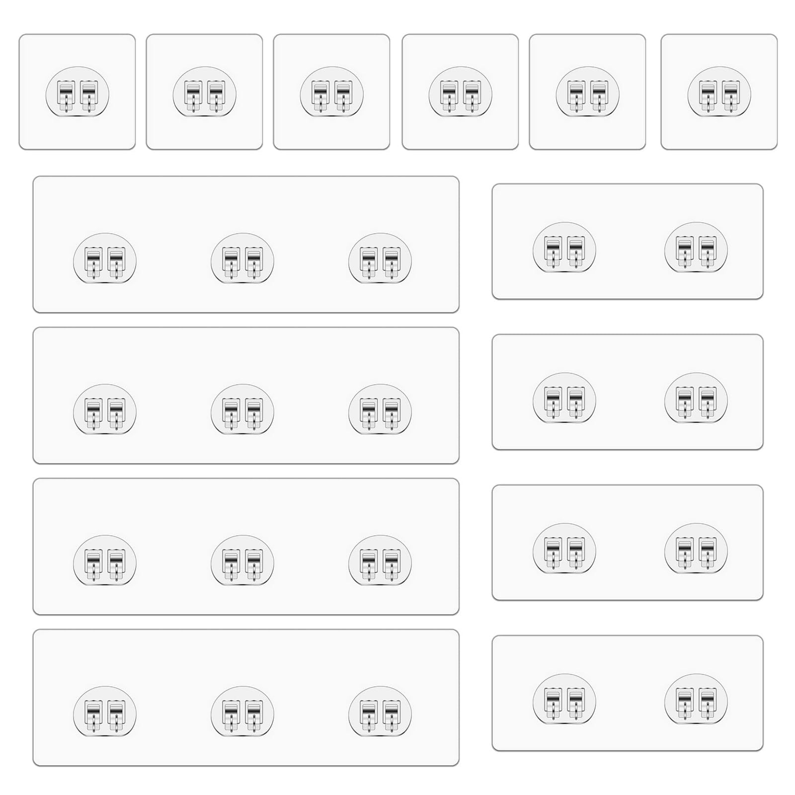 Miutme 14-Pack Shower Caddy Adhesive Replacement, Strong Adhesive Hooks Strips,Transparent Shower Shelf Adhesion Stickers No Dri