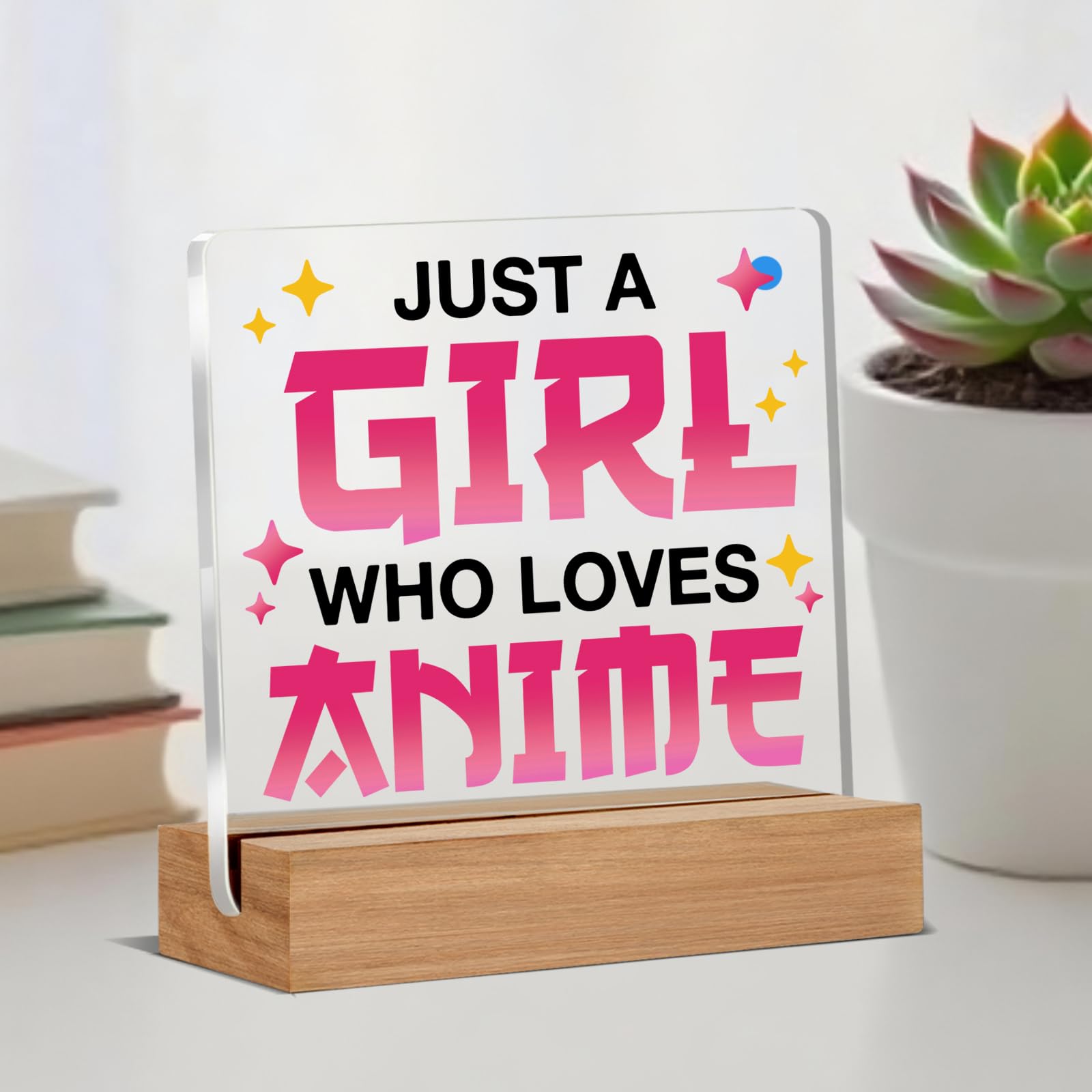 Anime Decor - Anime Gifts for Girls, Anime Lover Gift for Women Friends Sister Teen, Just a Girl Who Loves Anime Acrylic Office