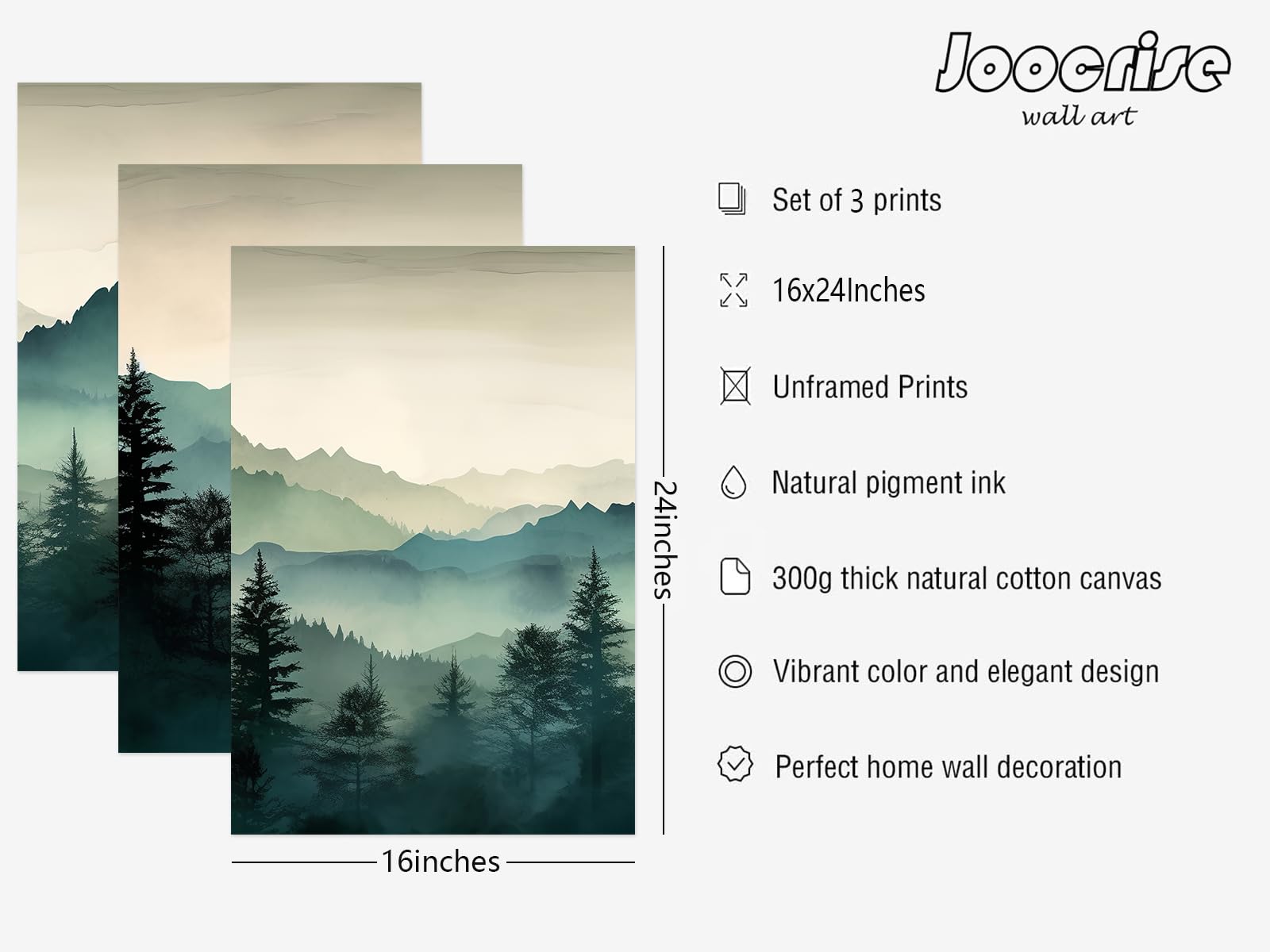 Mountain Wall Art Decor Set Of 3 Sage Green Forest Canvas Wall Art Prints Nature Landscape Wall Decor Watercolor Pine Tree Pictu