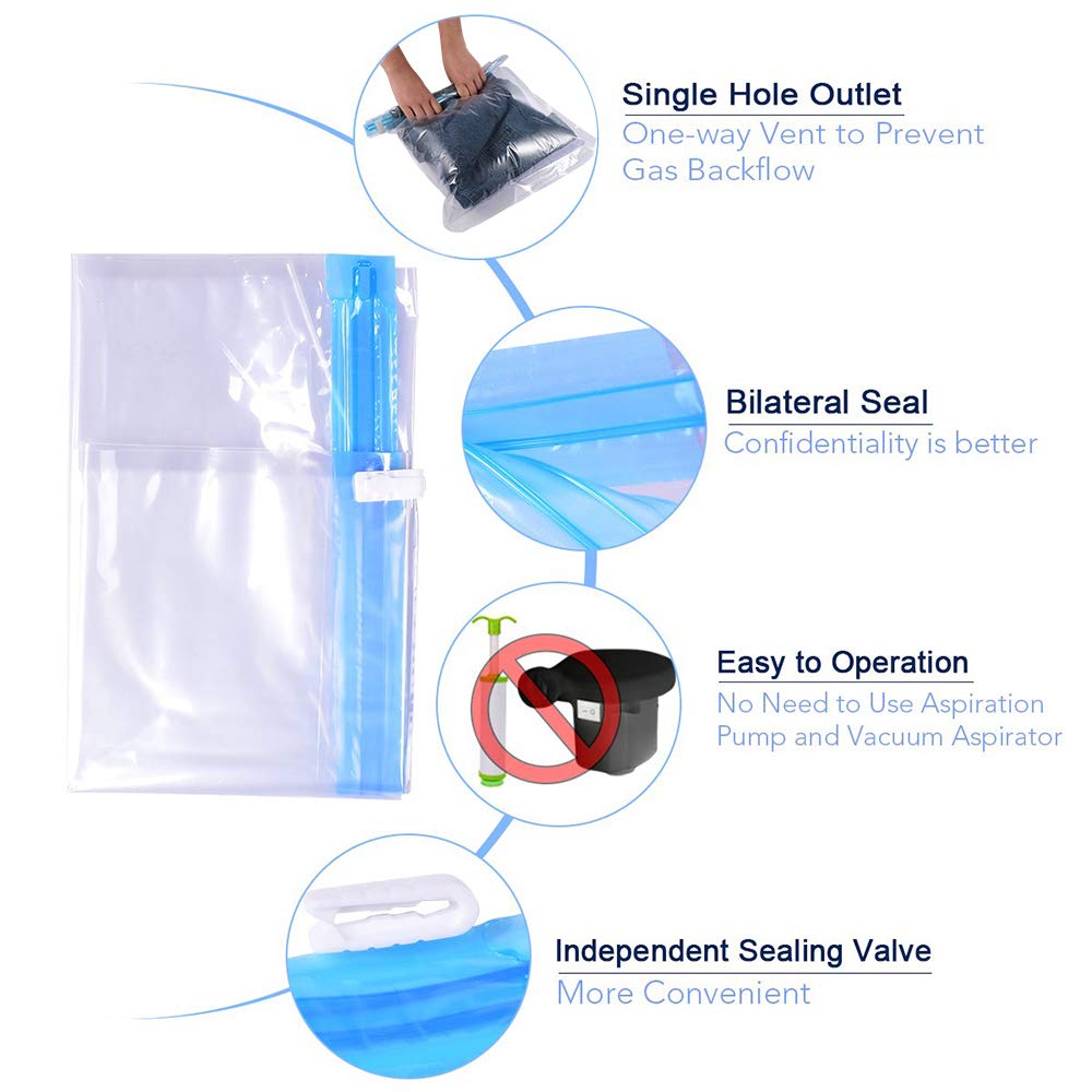 Compression Bags - Travel Accessories - 10 Pack Space Saver Bags - No Vacuum Or Pump Needed - Vacuum Storage Bags For Travel Ess