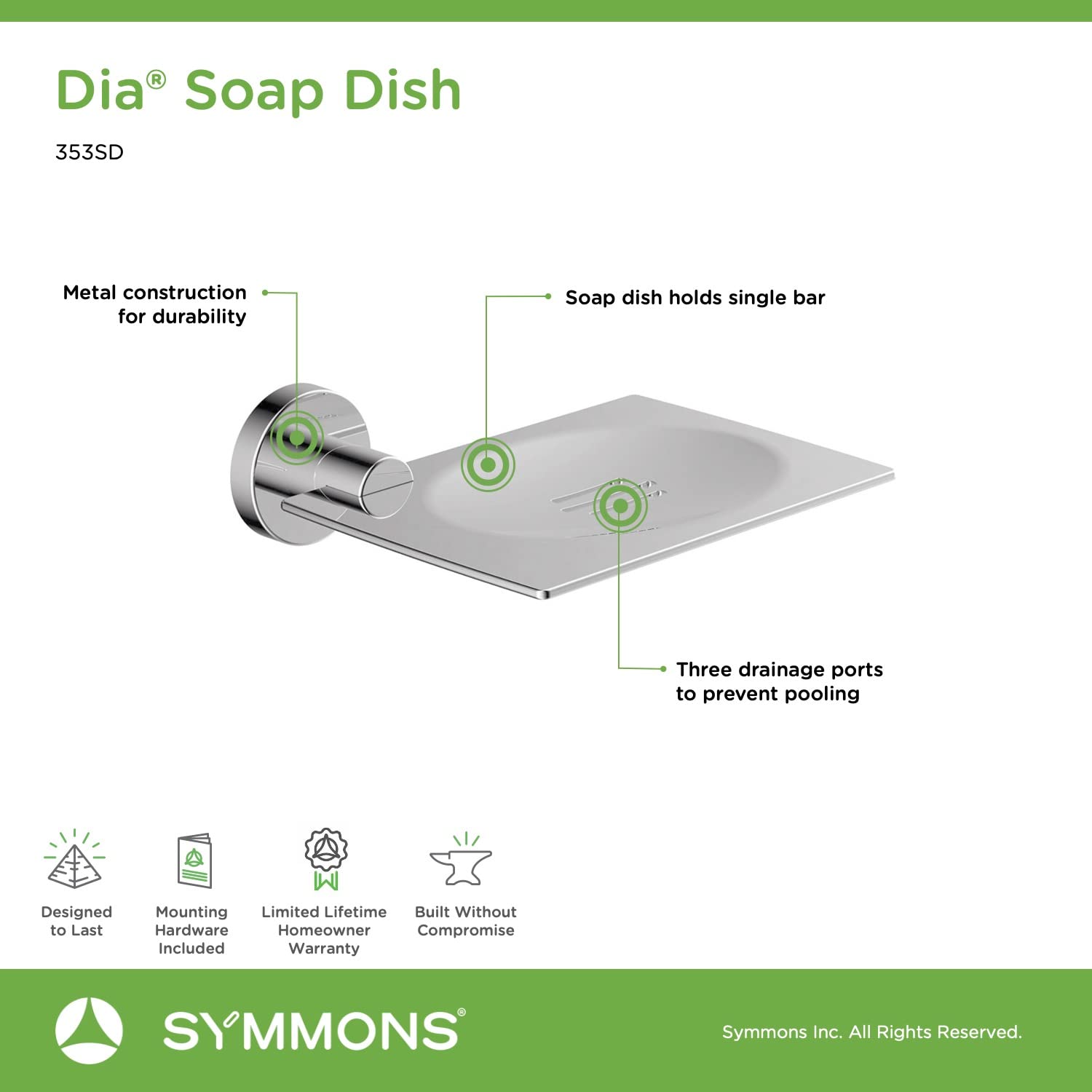 Symmons 353Sd Dia Wall-Mounted Soap Dish In Polished Chrome