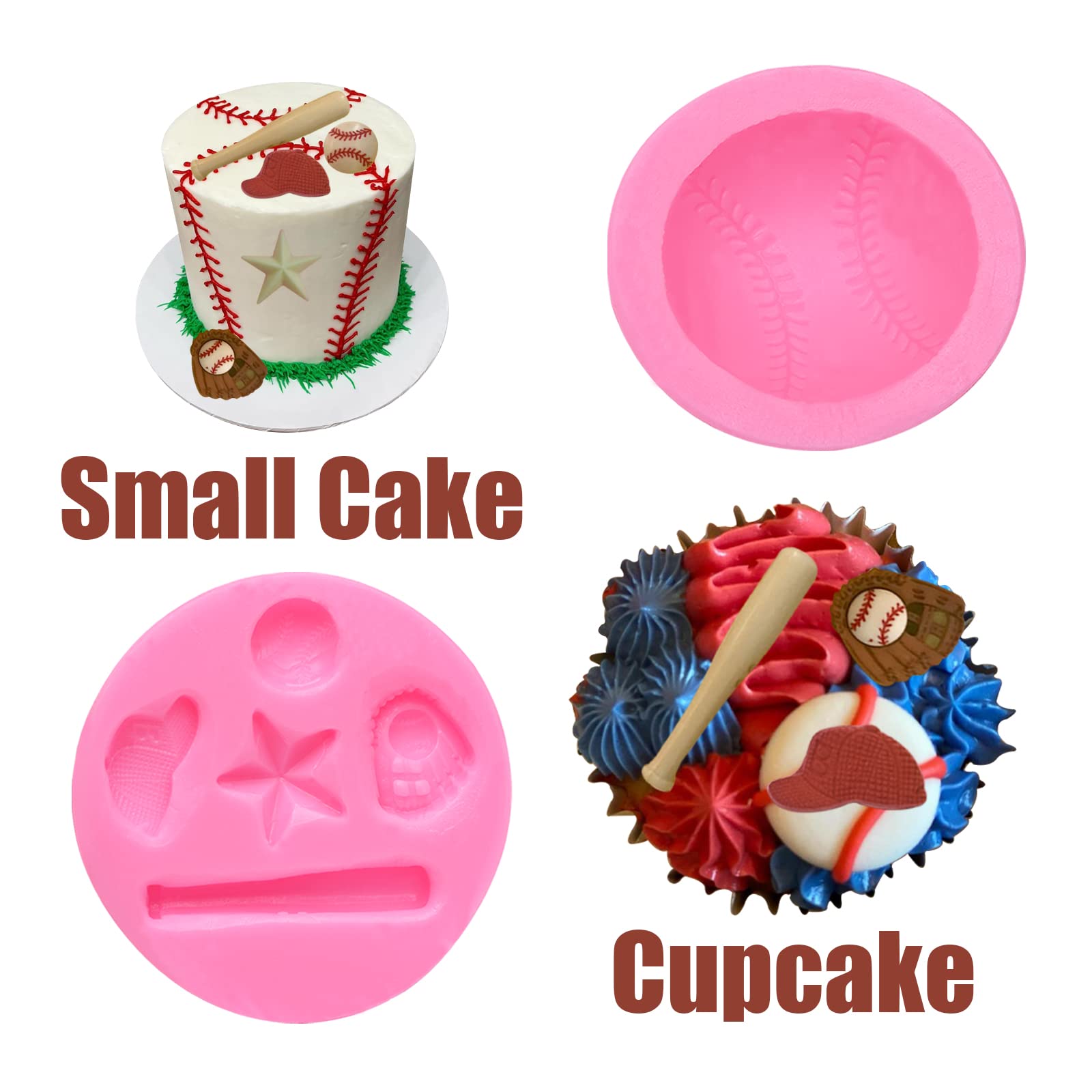 Softball Fondant Chocolate Silicone Molds, Baseball Bat Glove Hat Cake Mold For Cupcake Toppers Cake Decorations Polymer Clay Sp