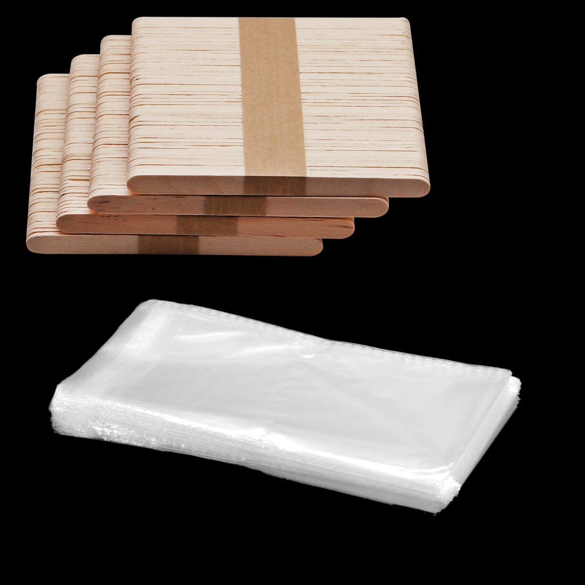 200 Pcs Wooden Popsicle Sticks Ice Pop Sticks And 200 Pcs Clear Popsicle Bags Plastic Diy Making Ice Cream Set For Diy Making Ic