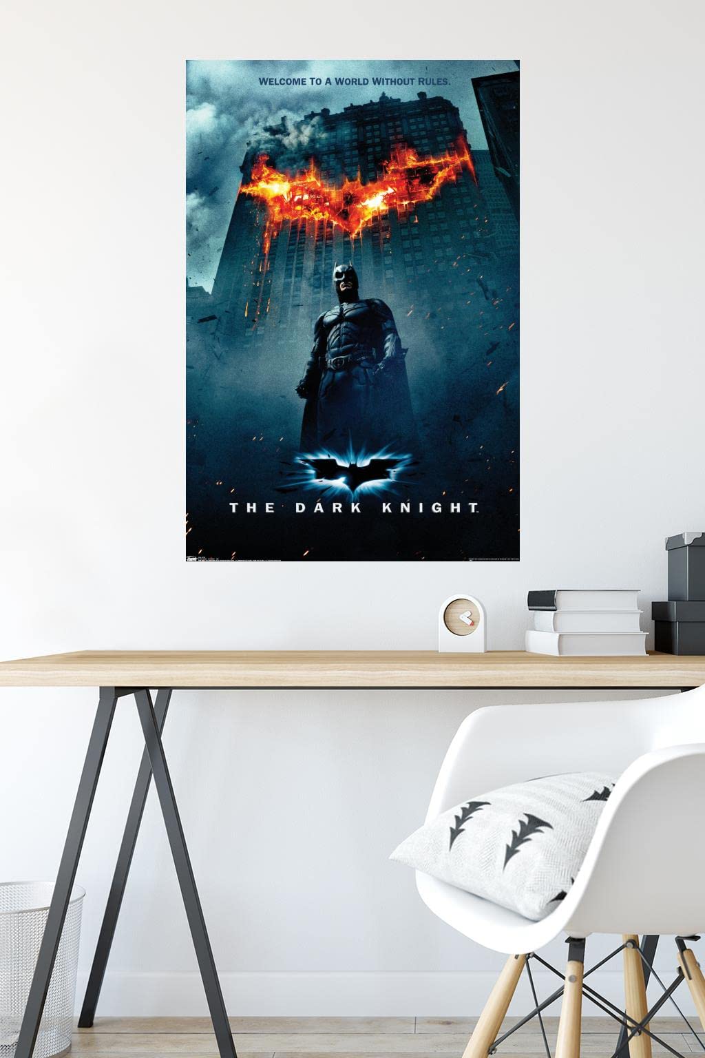 Trends International Dc Comics - The Dark Knight - Batman Logo On Fire One Sheet Wall Poster, 22.375'' X 34'', Unframed Version