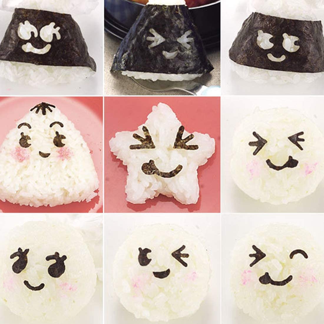 Mojyetli Diy Sushi Tool - 3Pcs Smile Face Laver Seaweed Nori Punch Series