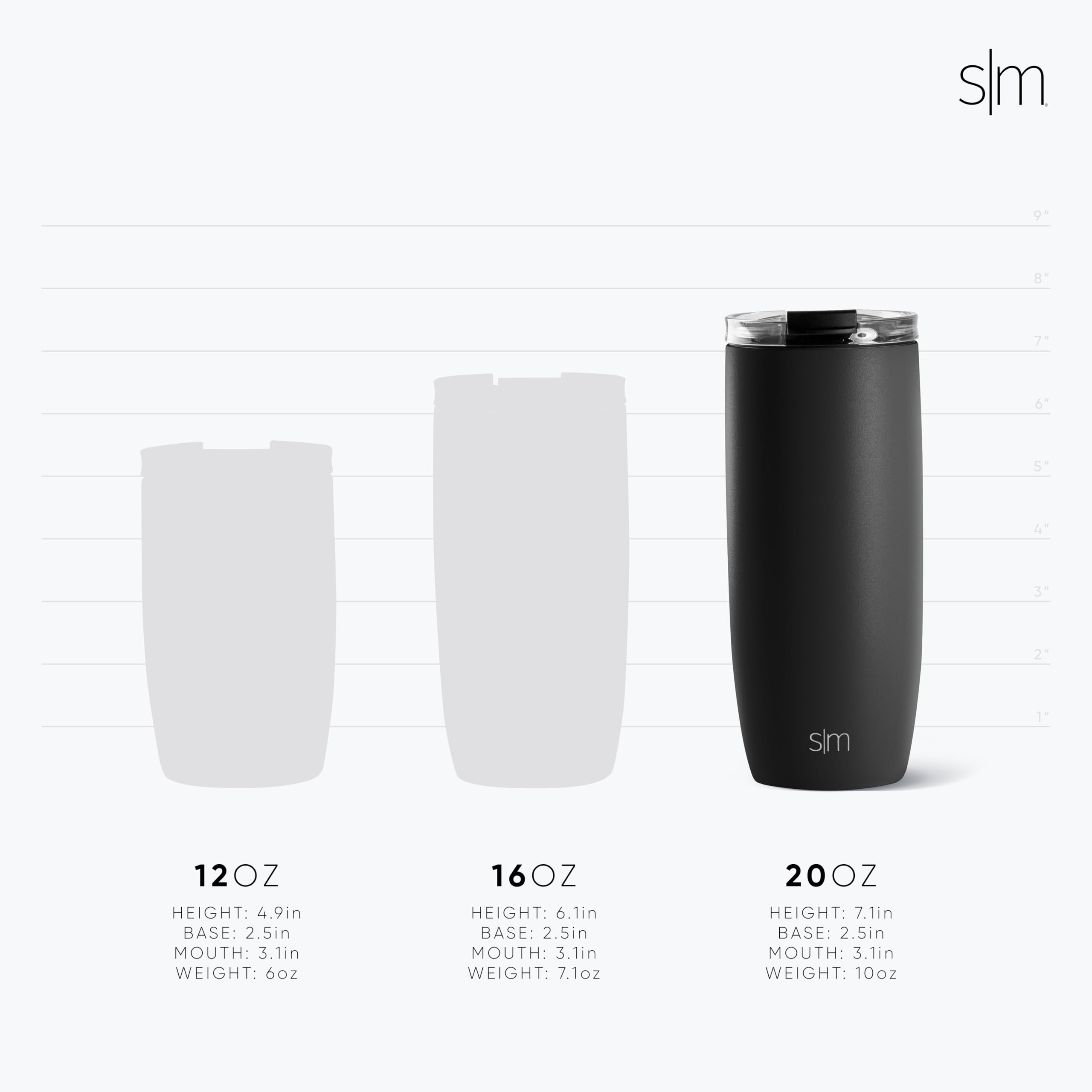 Simple Modern Travel Coffee Mug Tumbler With Flip Lid | Reusable Insulated Stainless Steel Cold Brew Iced Coffee Cup Thermos | G