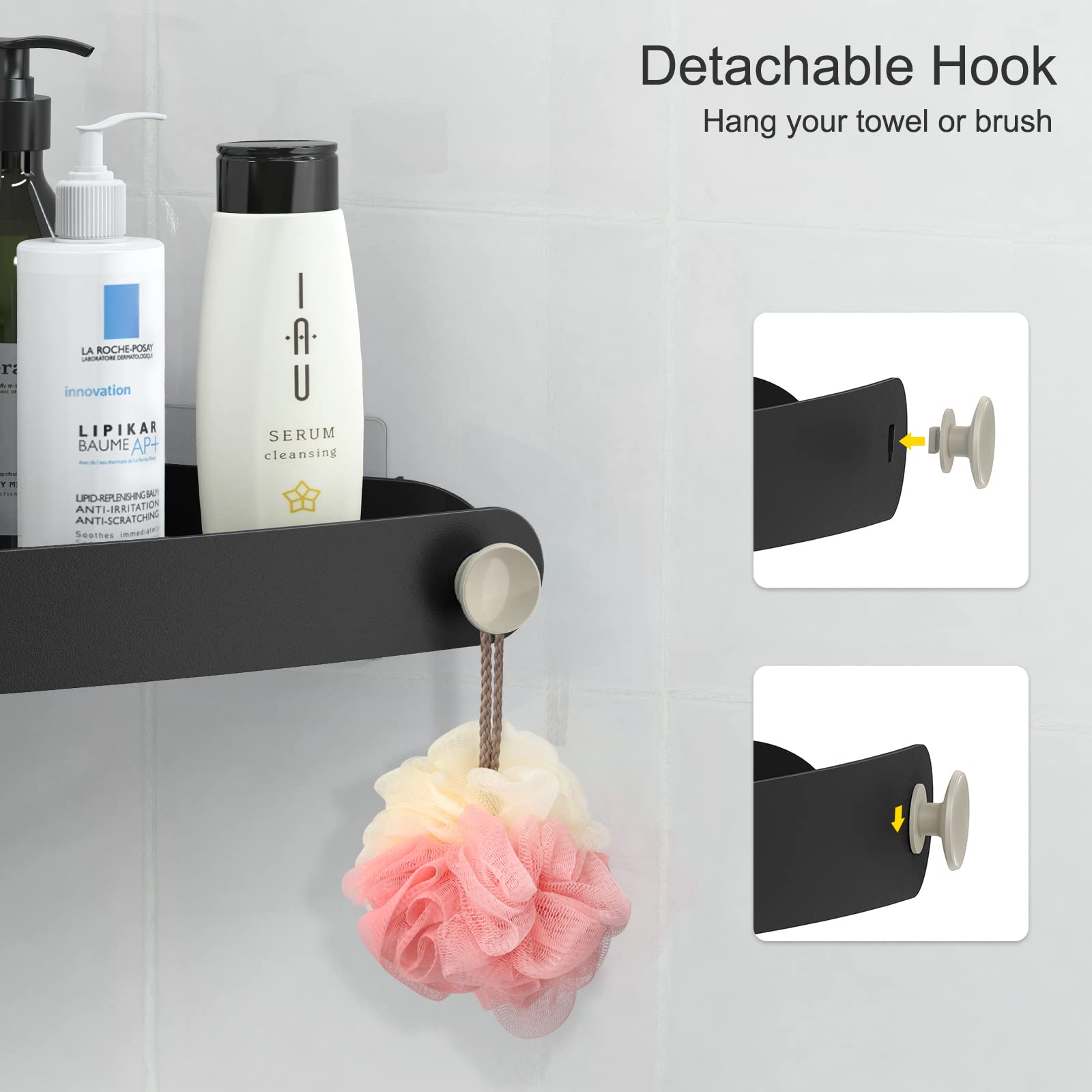 Sotfamily Corner Shower Caddy, 4 Pack Adhesive Corner Shower Shelves For Inside Shower, Plastic Shower Organizer For Bathroom St