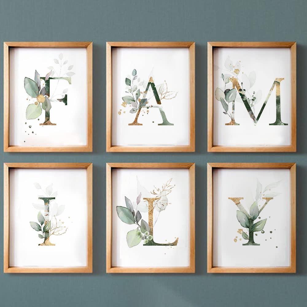 Family Theme Botanical Simple Life Green Leaf Painting Bathroom Wall Decor Art Print Set Of 6 (8   X10   ), Boho Leaf Eucalyptus