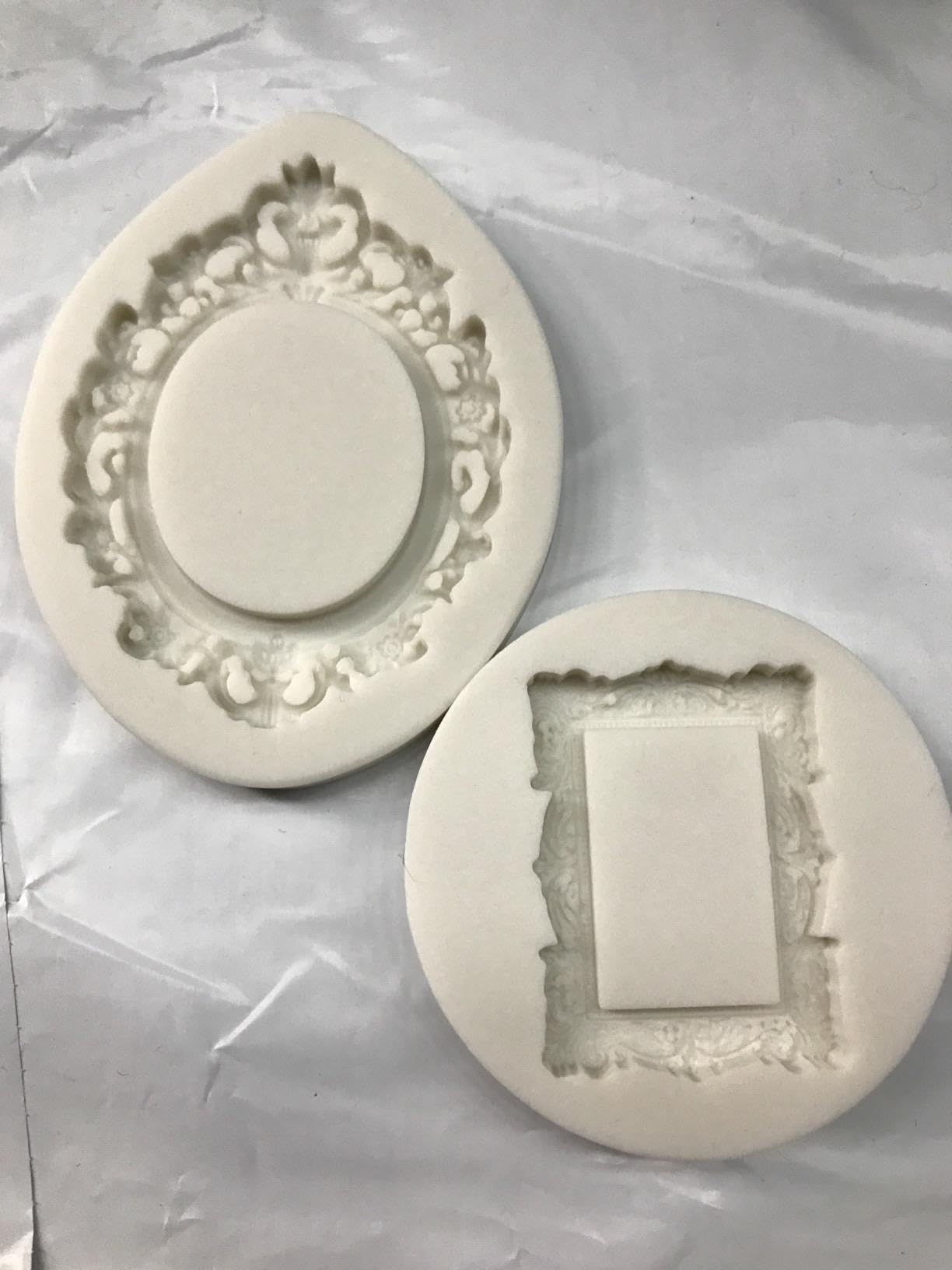 Anyana Mini Victorian Picture Rectangle Oval Royal Frame Photo Mirror Mould Cake Fondant Gum Paste Silicone Molds Set Of 2
