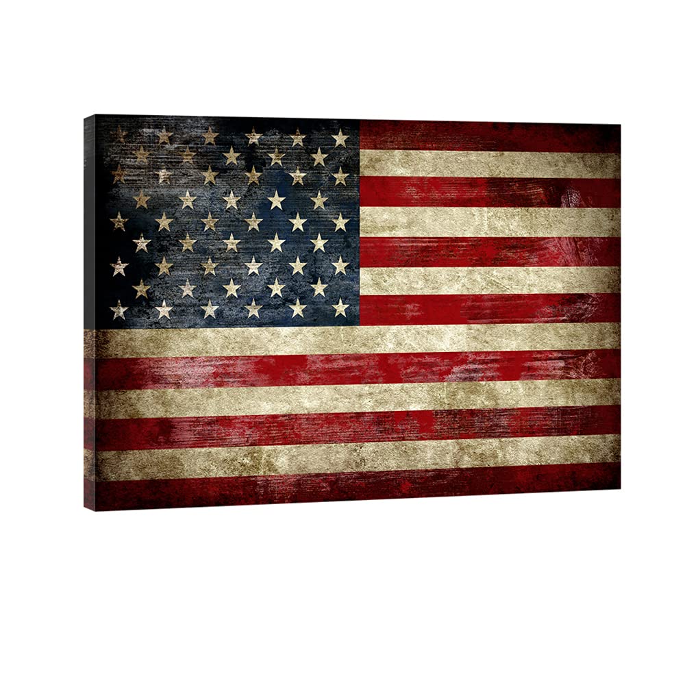 Pyradecor Large Old Vintage American Flag Canvas Prints Wall Art Pictures Paintings For Living Room Office Home Decorations Mode