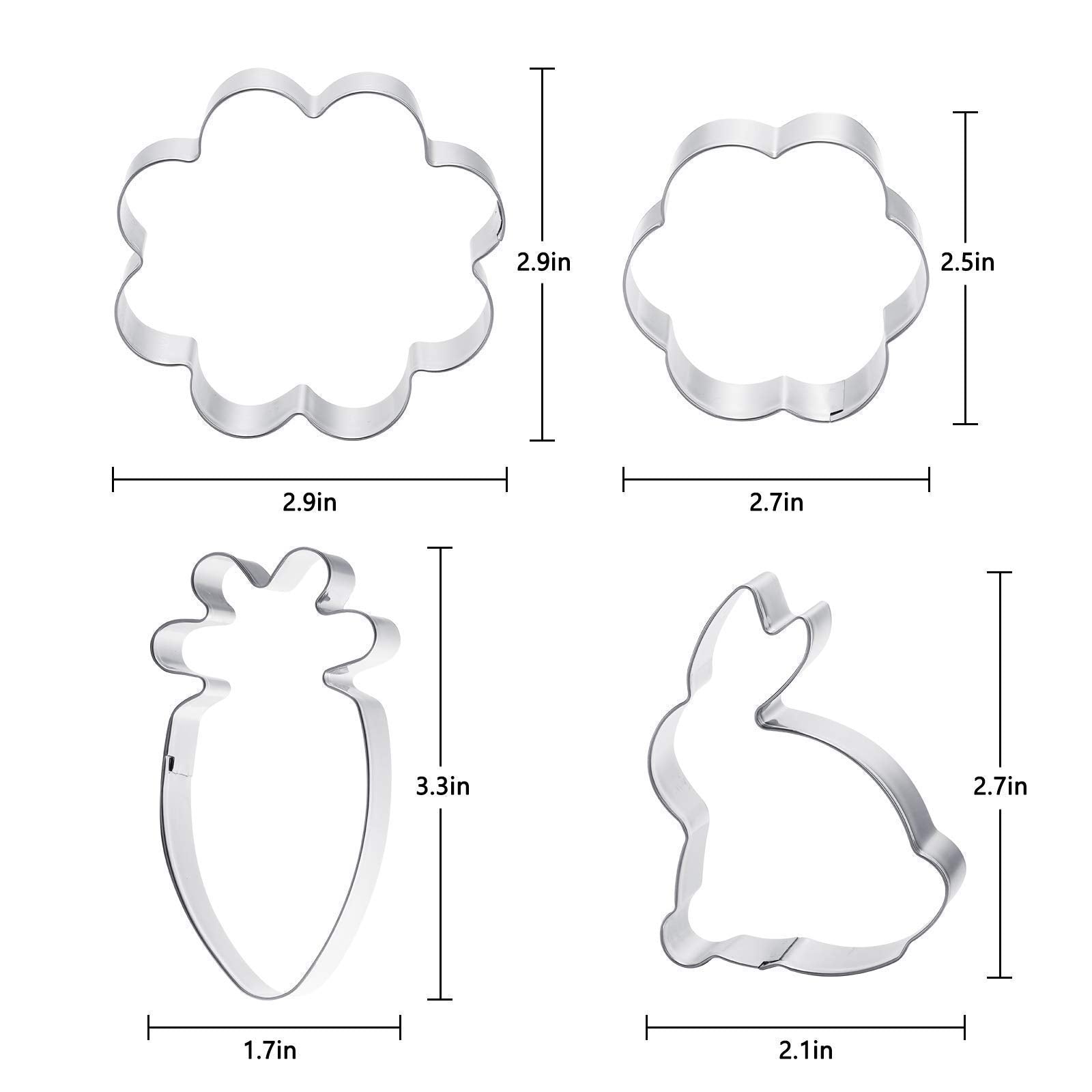 Kasmoire 9Pcs Easter Cookie Cutter Set With Sugar Stir Needle