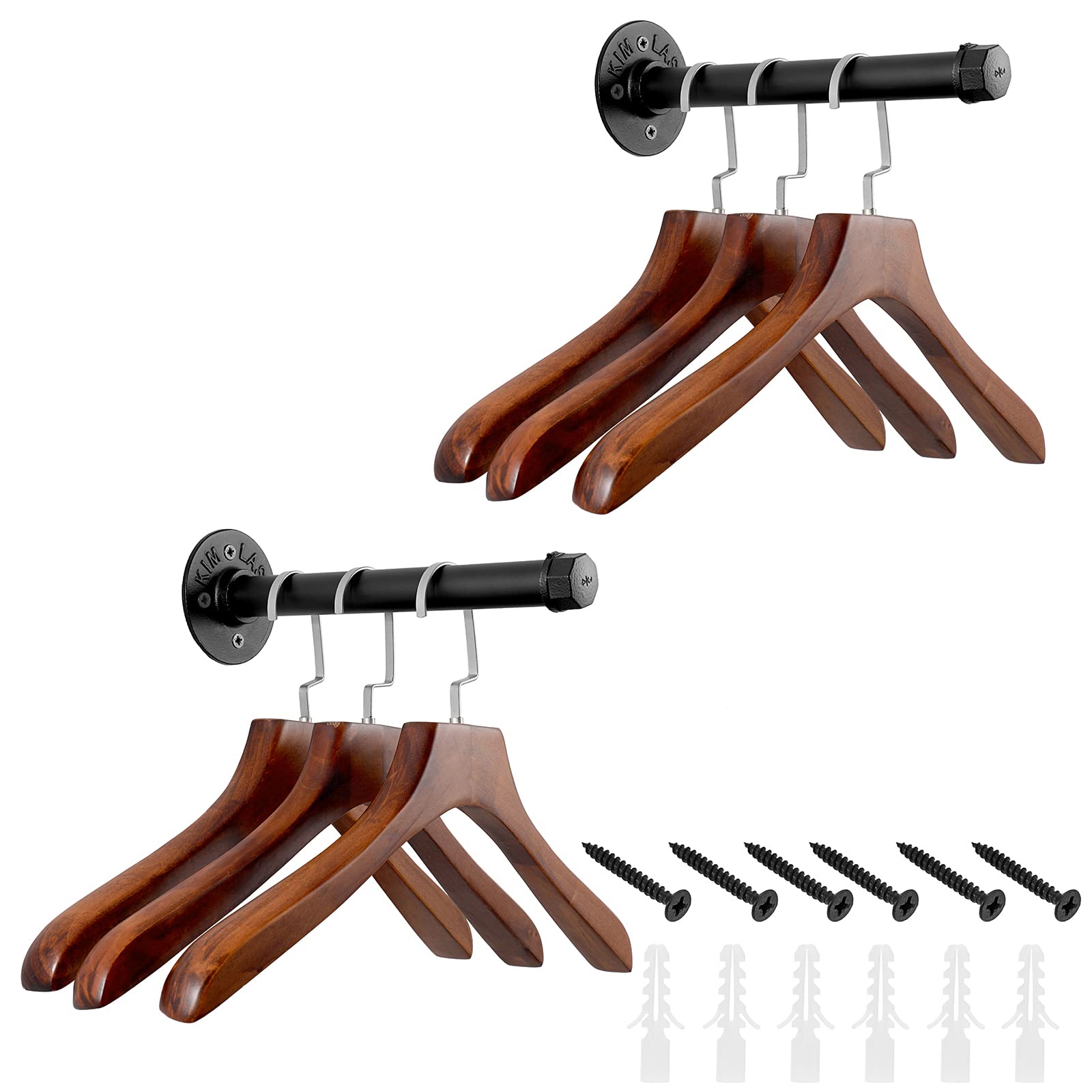 Sumnacon 2Pcs 10 Inch Industrial Pipe Clothing Rack Bars - Heavy Duty Rustic Coat Hangers With Screws, Wall Mounted Metal Garmen