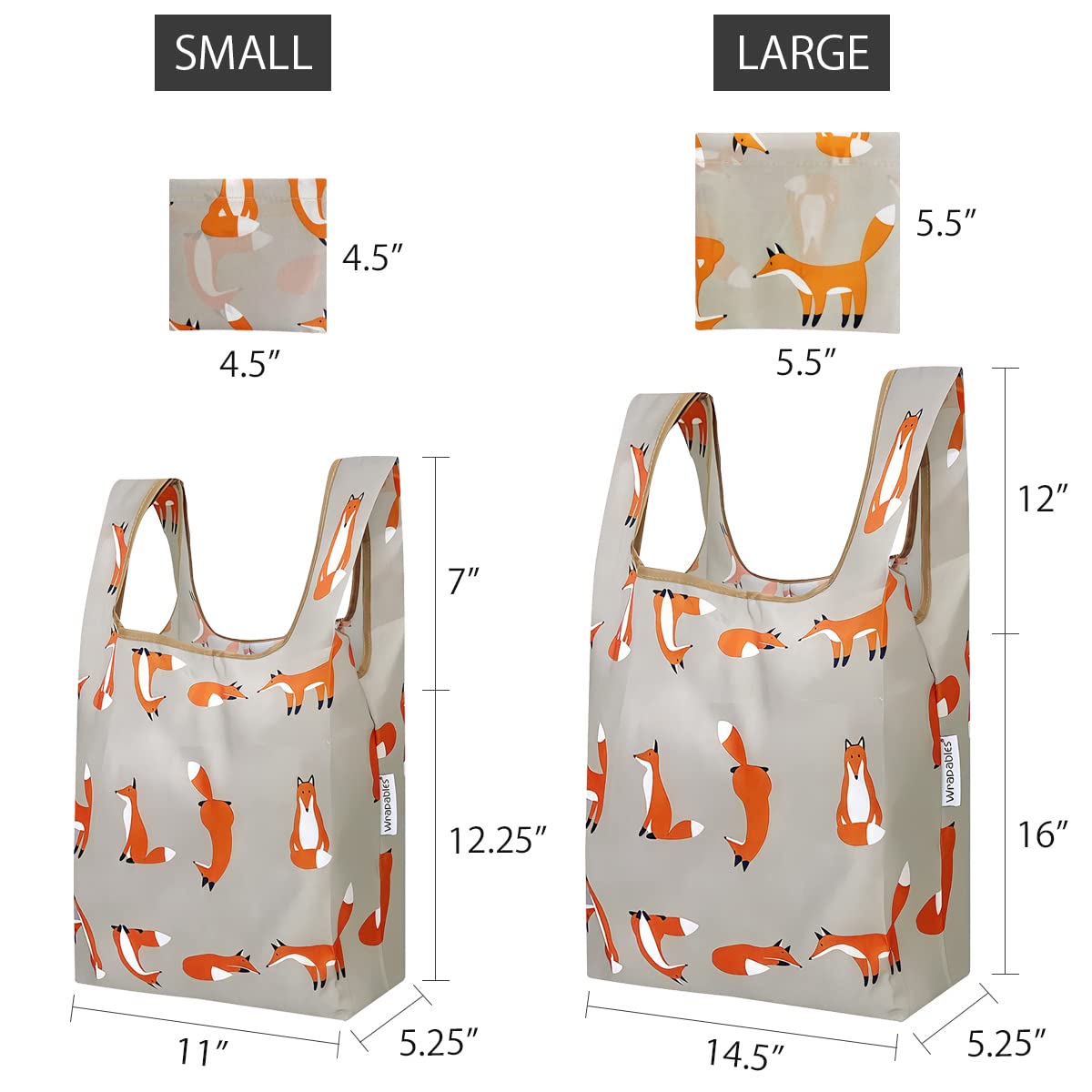 Wrapables Jolibag Collection Reusable Shopping Bag (Set Of 2), Lounging Foxes