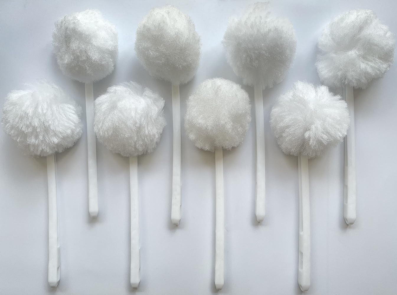 Bowl Brush Toilet Cleaning Brush Set Soft Polyester Head 15x5 inches White (8Pack)