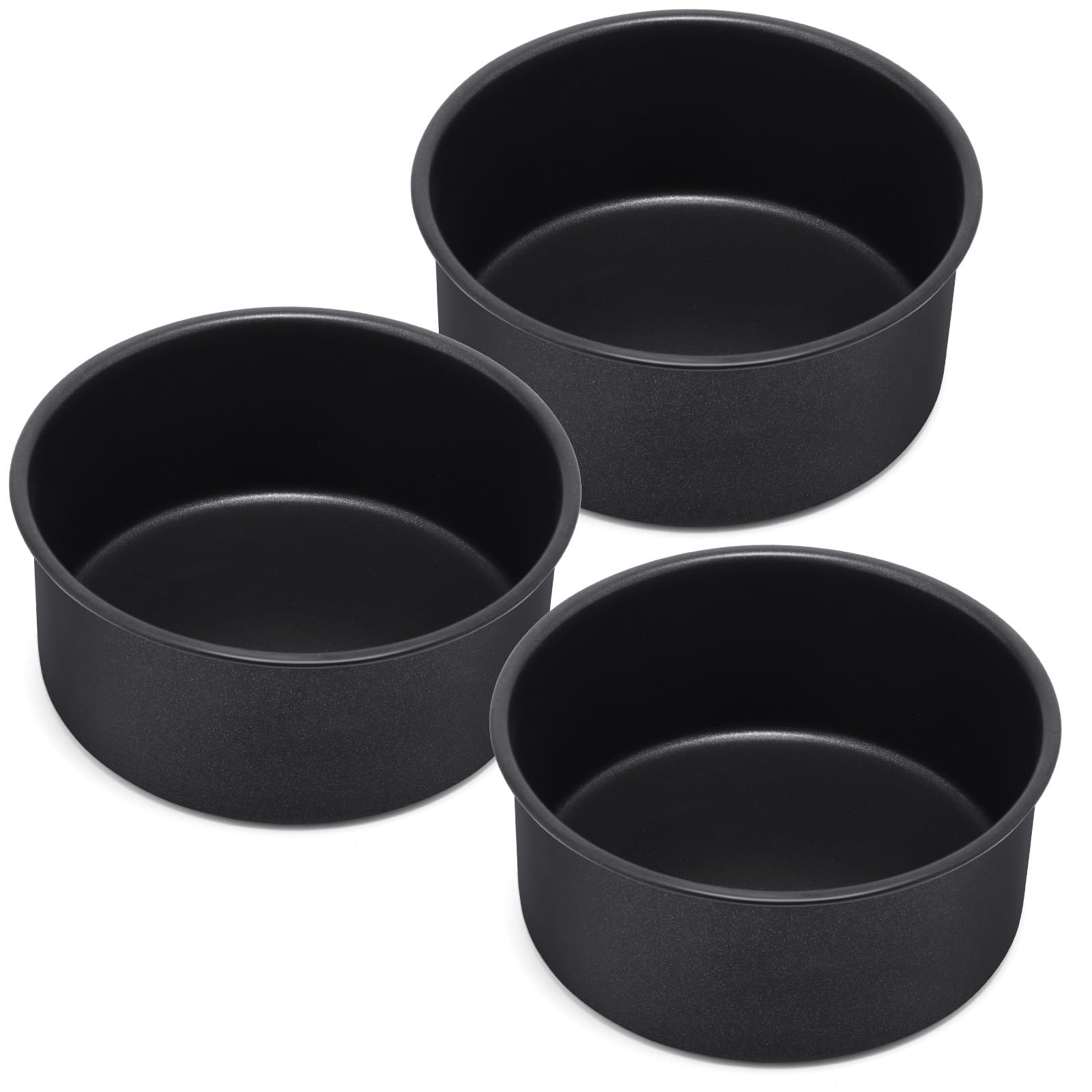 E-Far 6 X 3 Inch Cake Pan Set Of 3, Deep Stainless Steel Small Round Cake Pans Tin For Baking Birthday Wedding Layer Cakes, Stai