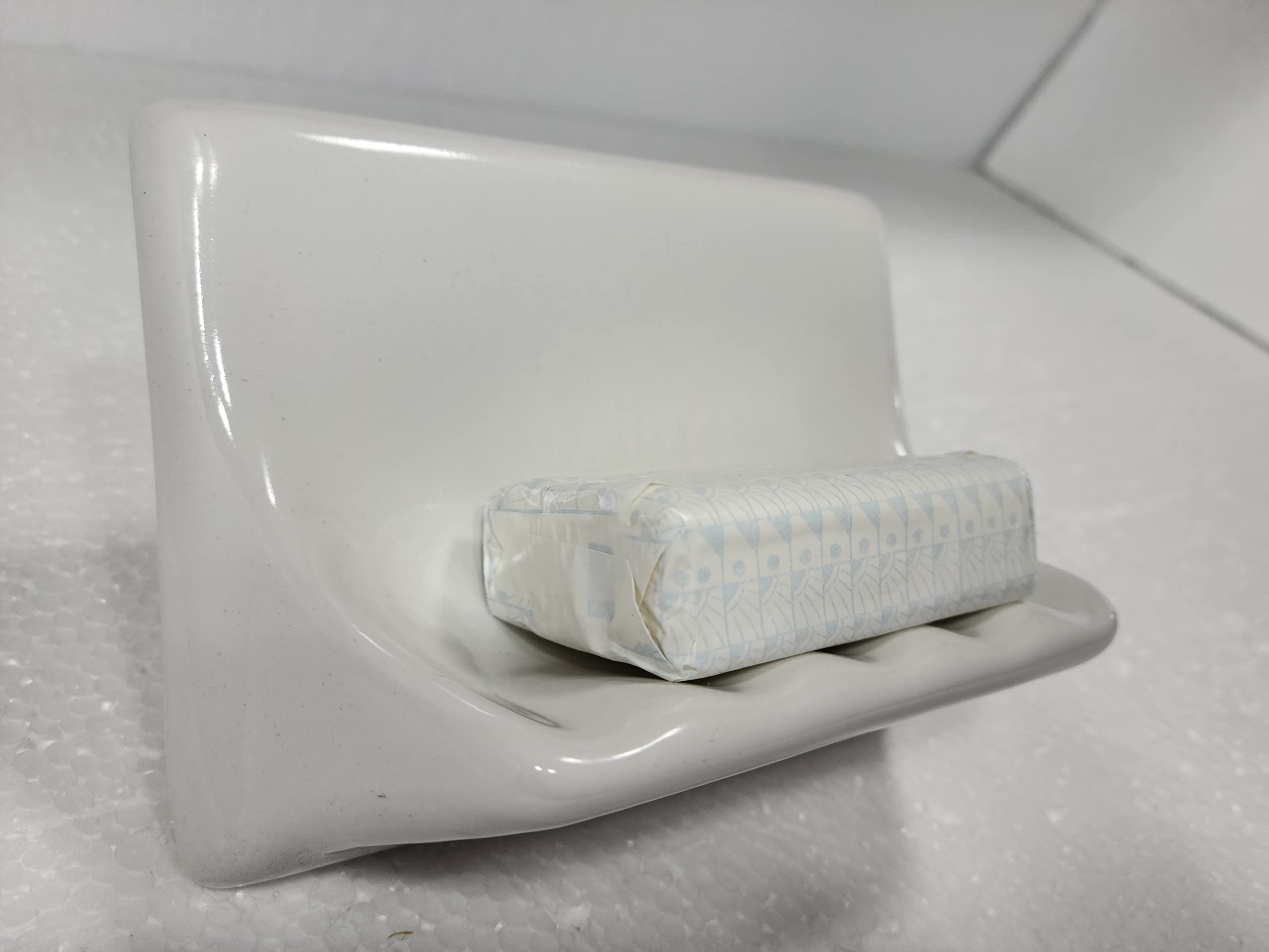 Daltile Snow White Ceramic Soap Dish Tray - Vintage Mid Century Modern Style, Model 5010T