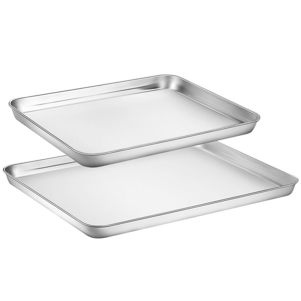 Zacfton 2 Pieces Stainless Steel Toaster Oven Pans, Baking Sheets For Oven Cookie Sheets, 16Inch & 12Inch Baking Pans, Non Stick