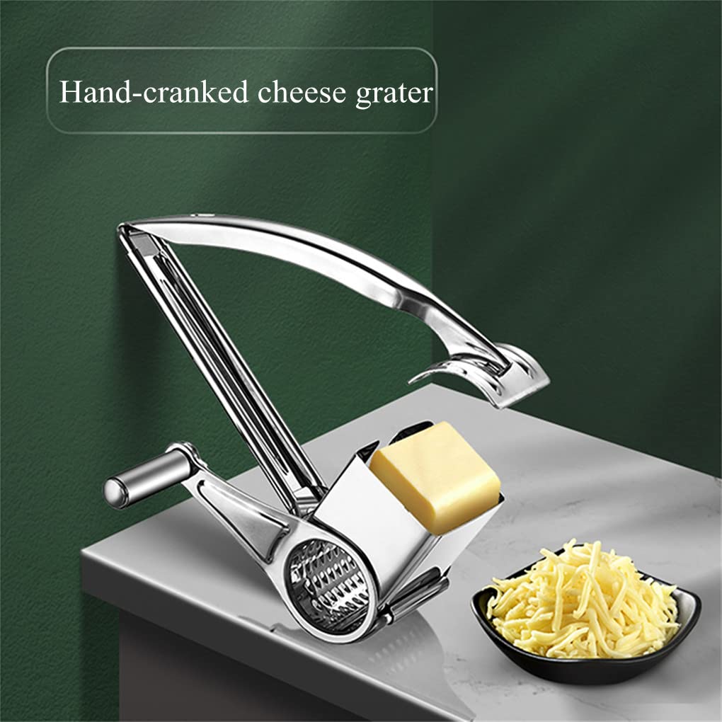 Kitchen Tools Hand Crank Shredder Butter Cheese Grater, Stainless Steel Rotary Grater Handheld Rotary Cheese Grater With 4 Stain