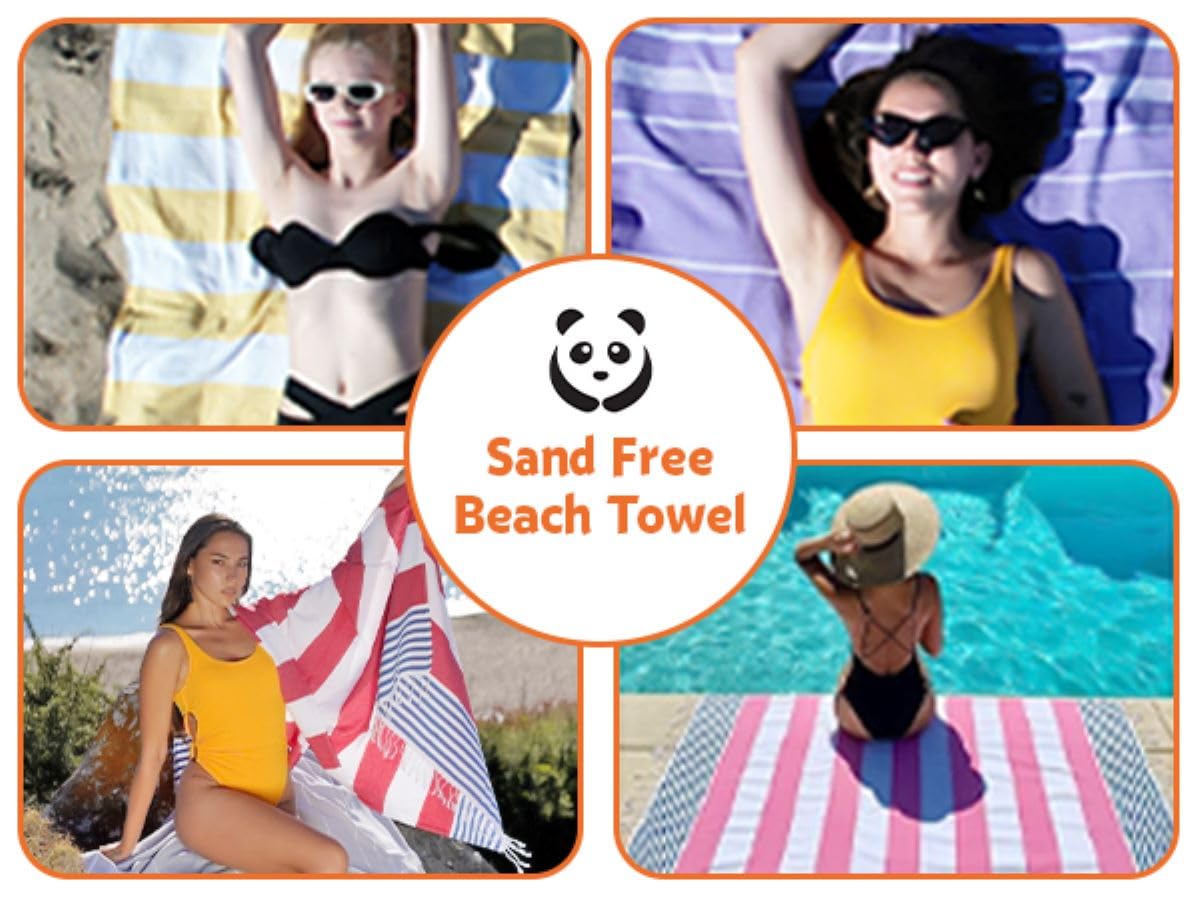 HAVLULAND Set of 6 Beach Towels 100% Turkish Cotton Soft Beach Towel Super Absorbent XL Bath Towels Oversized 71x39 Inch Sandproof Beach Blanket Extra Large Pool Towels