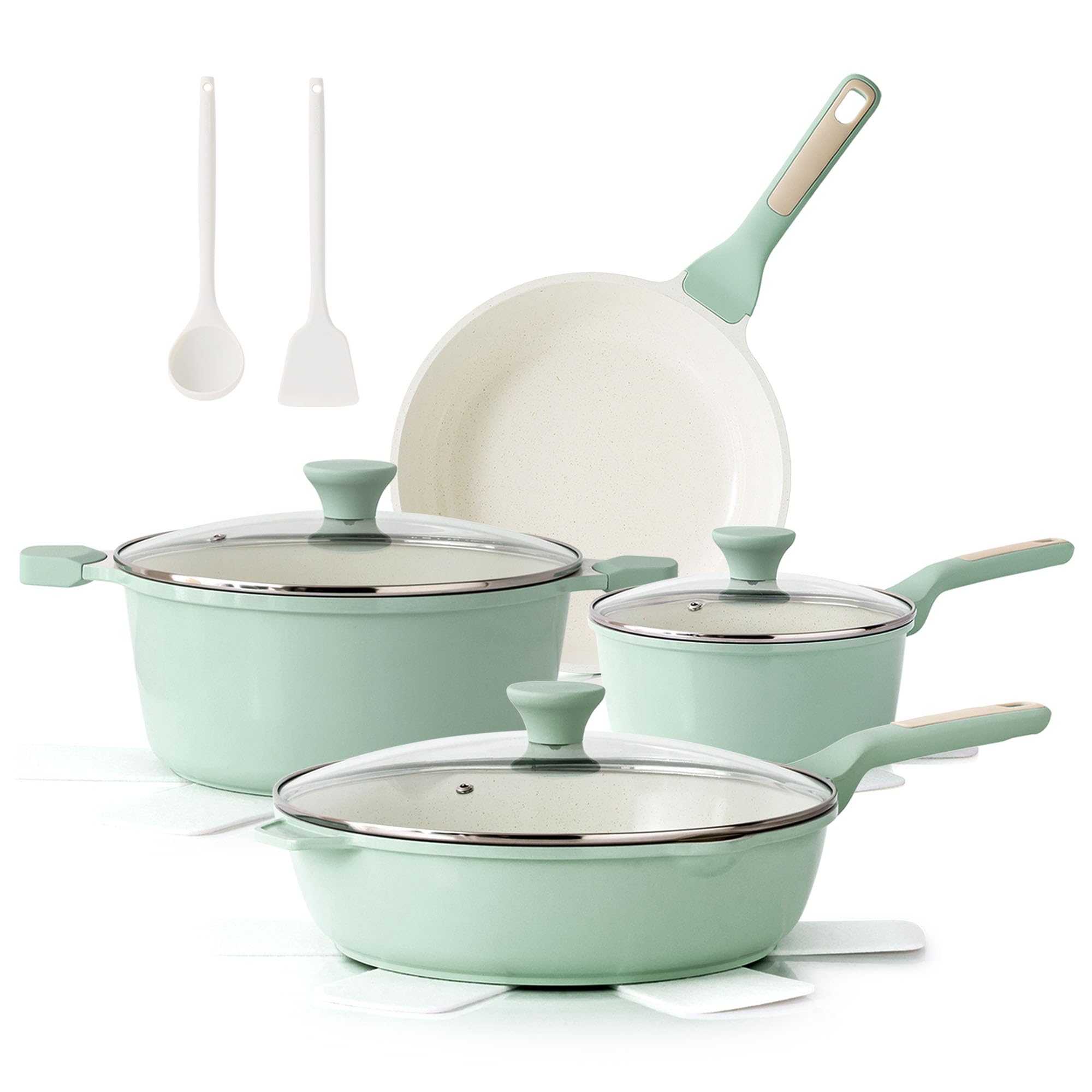 Sensarte Nonstick Ceramic Cookware Set Large 13Piece, Healthy Pots And Pans Set Dishwasher Safe, NonToxic Kitchen Cooking Set 