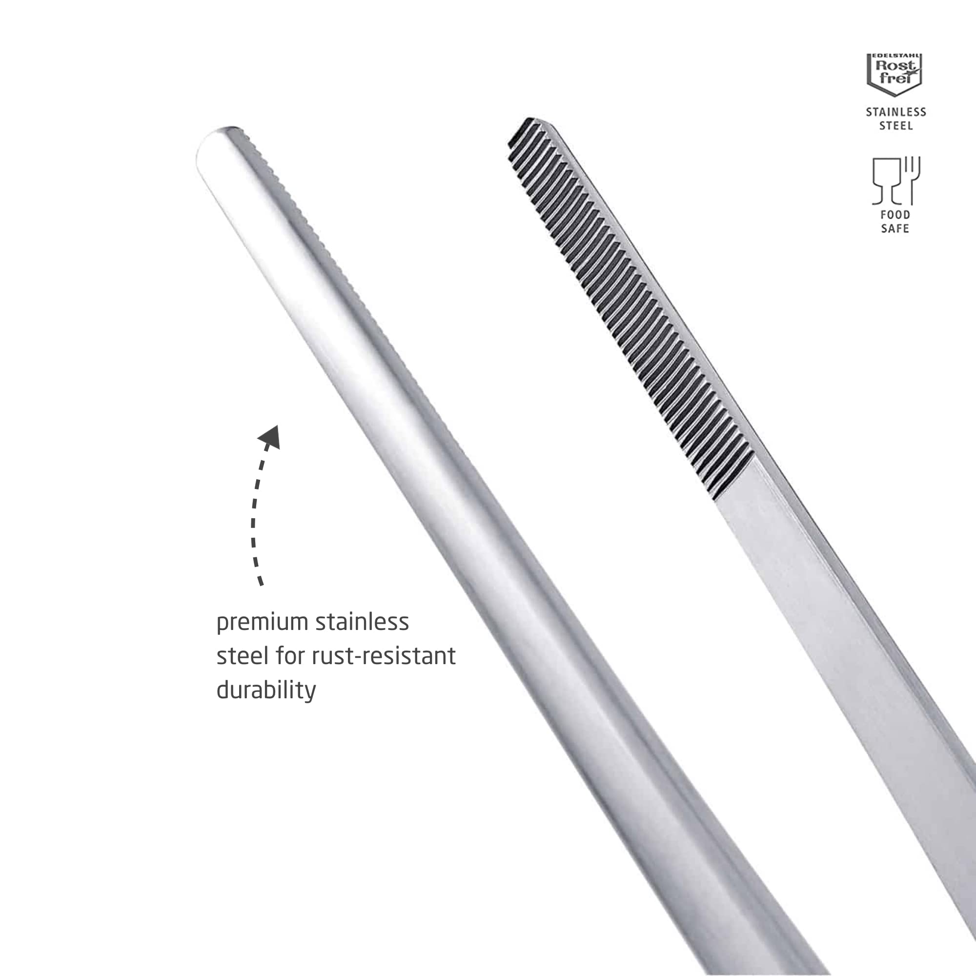 Triangle Barbecue Tweezers - 20 Cm - Stainless Steel Straight Culinary Tweezers For Precise Grilling, Plating & Serving - Dishwa