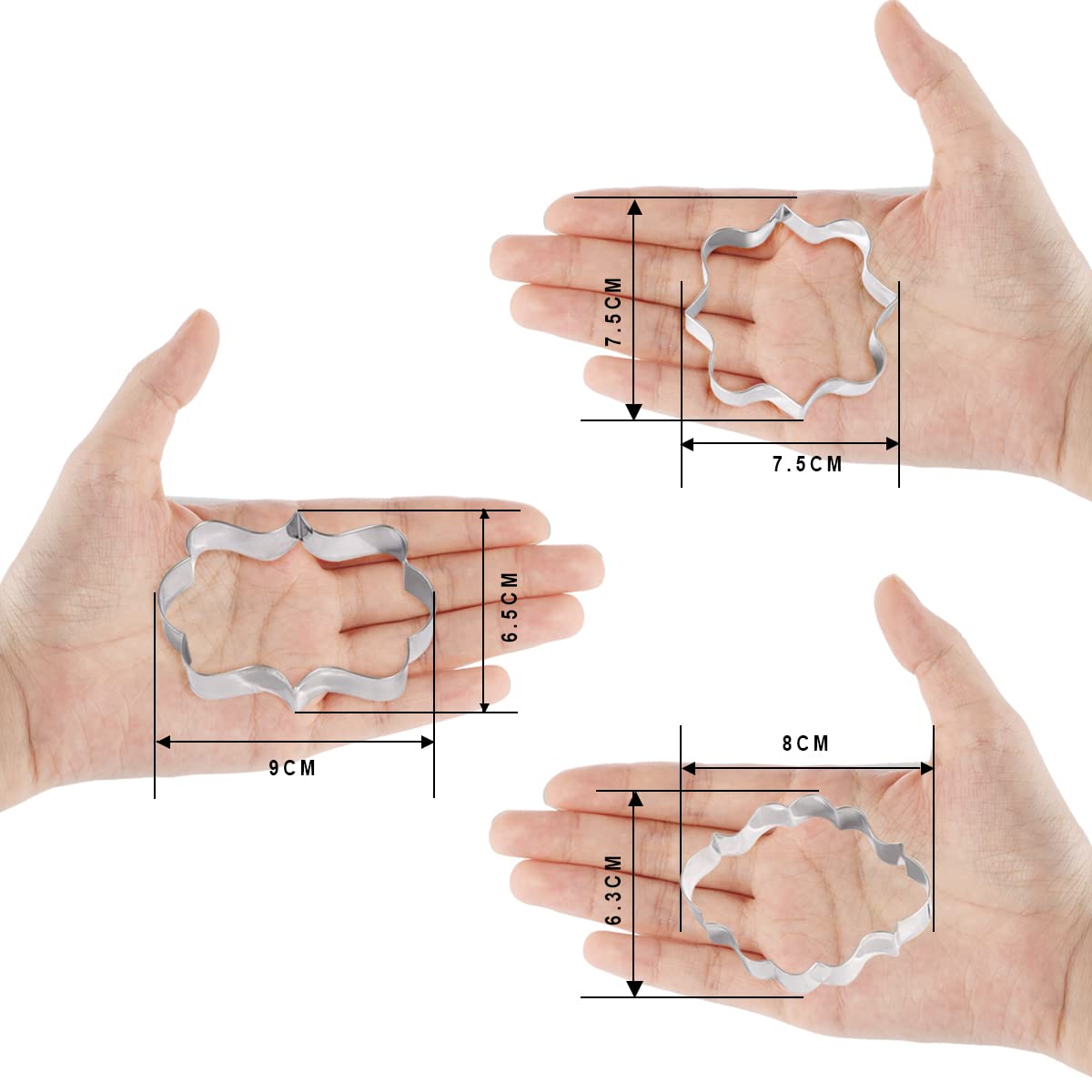 Stainless Steel Plaque Frame Pastry Biscuit Cookie Cutter Cake Fondant Pancake Cutters Mold Pack Of 3