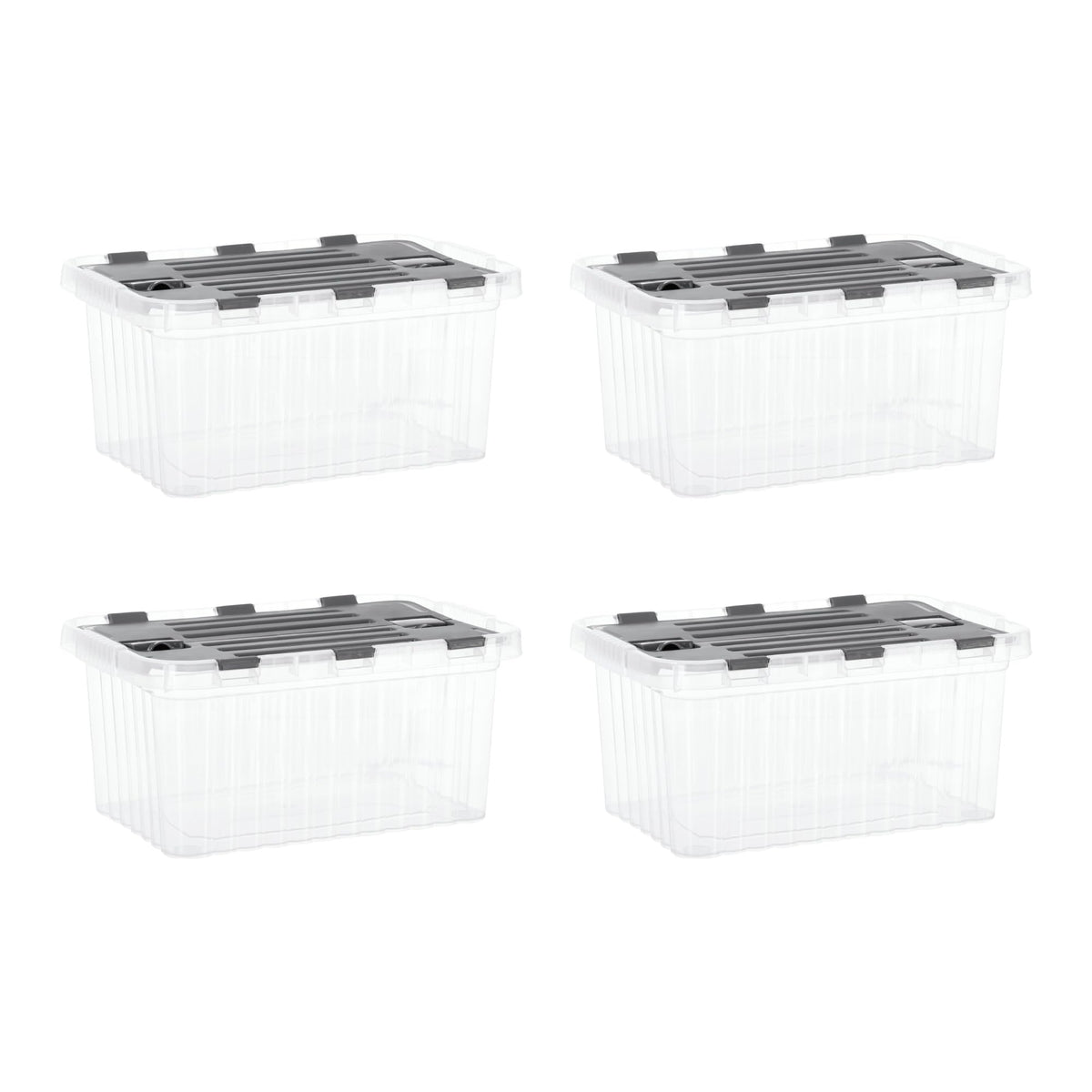 Superio Clear Storage Boxes With Attached Lids, Plastic Container Bins With Hinged Lids For Organizing, Stackable Crates, Bpa Fr
