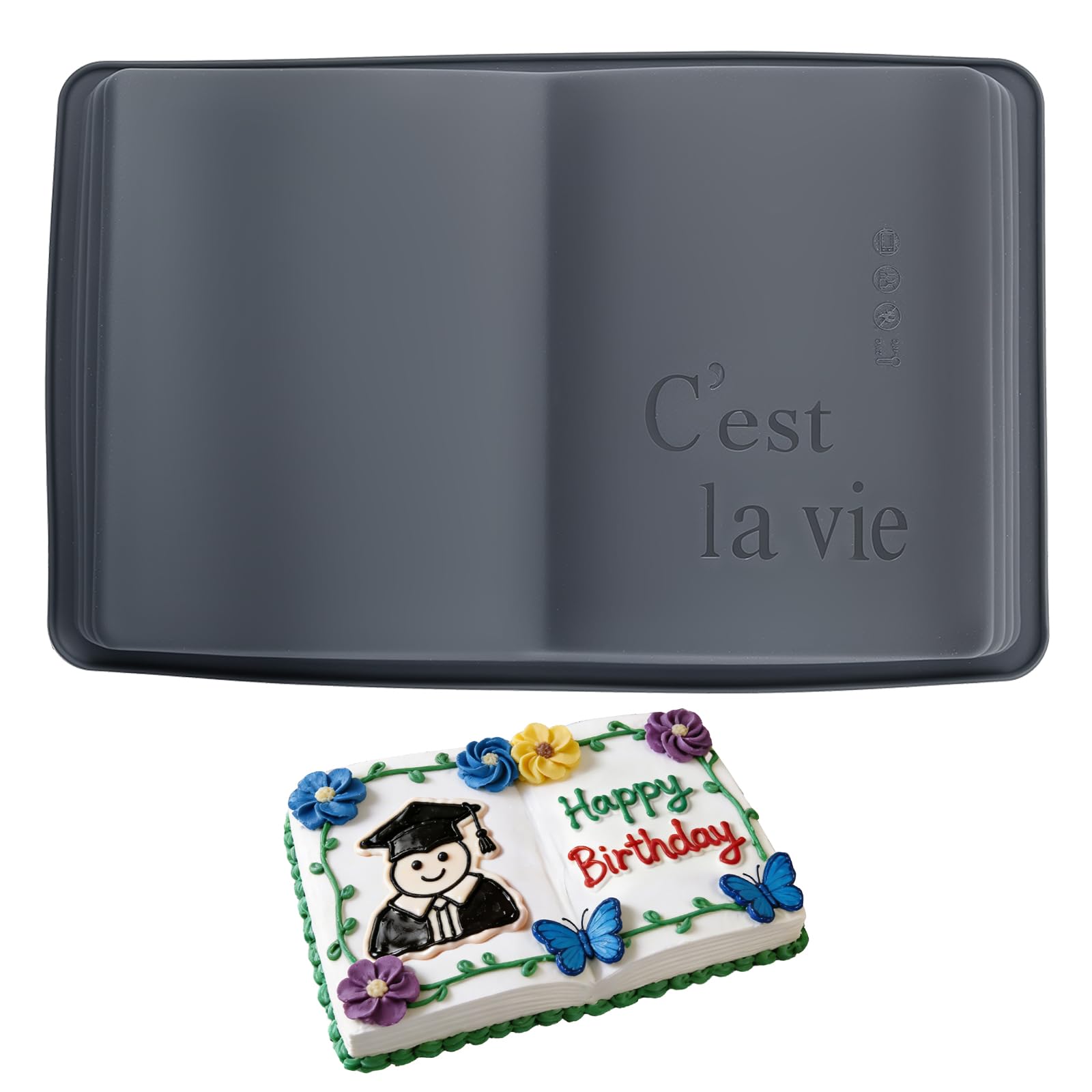 Book Shaped Cake Tray, 3D Birthday Cake Pan, Food Grade Silicone Cake Mould Nonstick Baking Tools