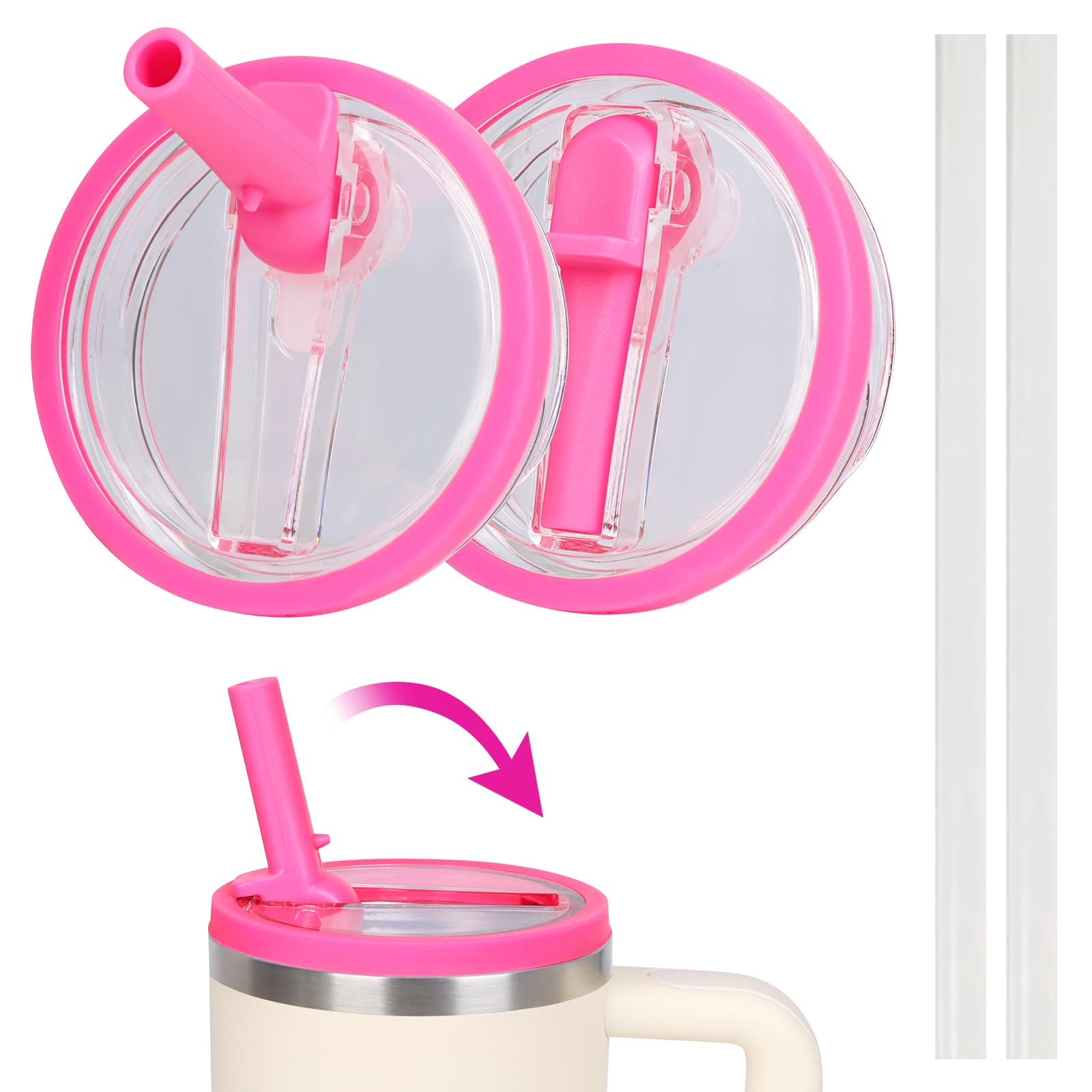 30 Oz Replacement Lid For Stanley Quencher Tumbler Flip Straw, 2 Pcs Spill Proof Lid Accessories Fit For Stanley With Handle, Le