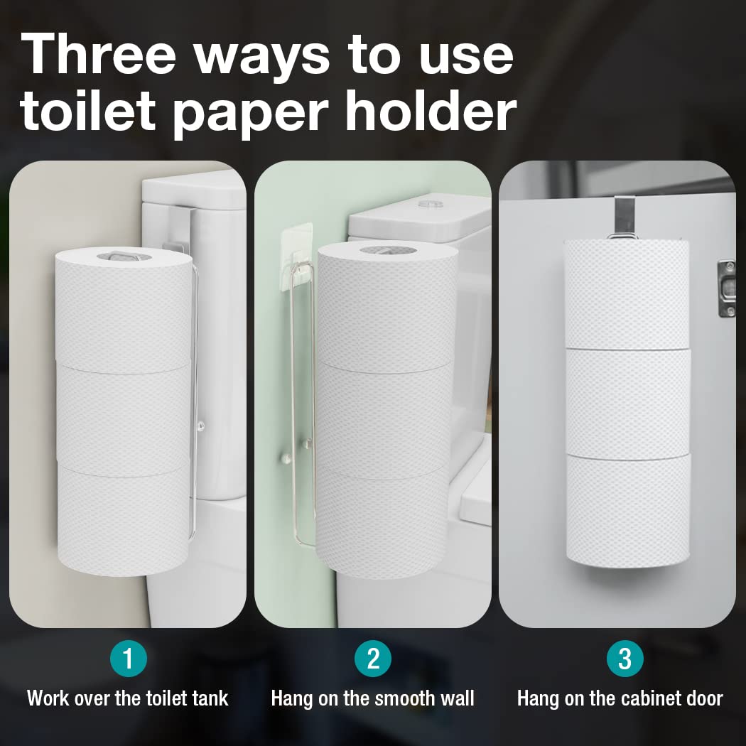 Conworld Toilet Paper Holder Brushed Nickel for 3 Roll Tissue  1 Pack Bathroom Toilet Paper Storage Over The Tank  Stainless Steel Rustproof Bathroom Toilet Paper Roll Holder Wall Mount  Silver