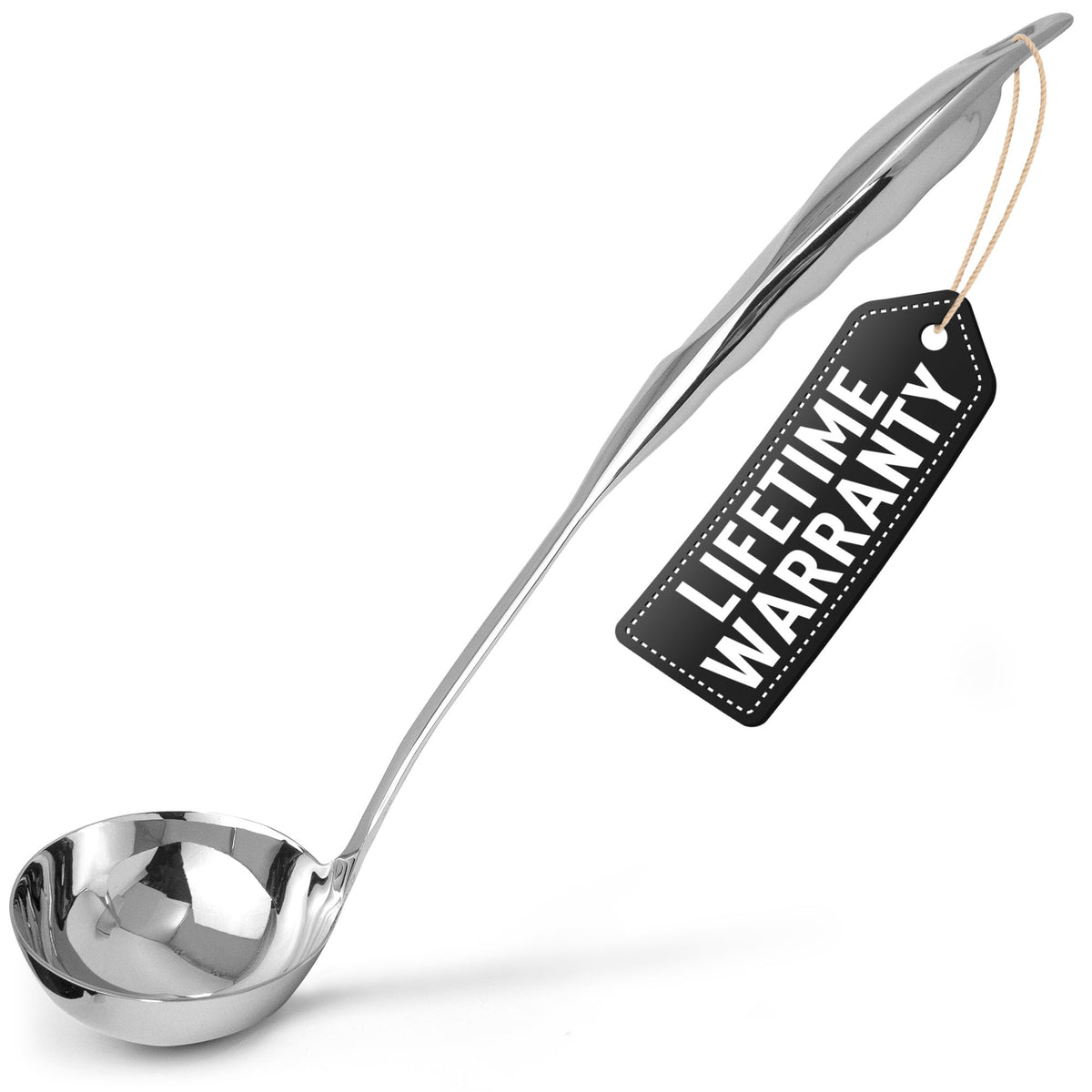 Zulay Kitchen Stainless Steel 13'' Soup Ladle - Comfort Grid Steel Ladle With Long Handle And Ample Bowl Capacity Perfect For St