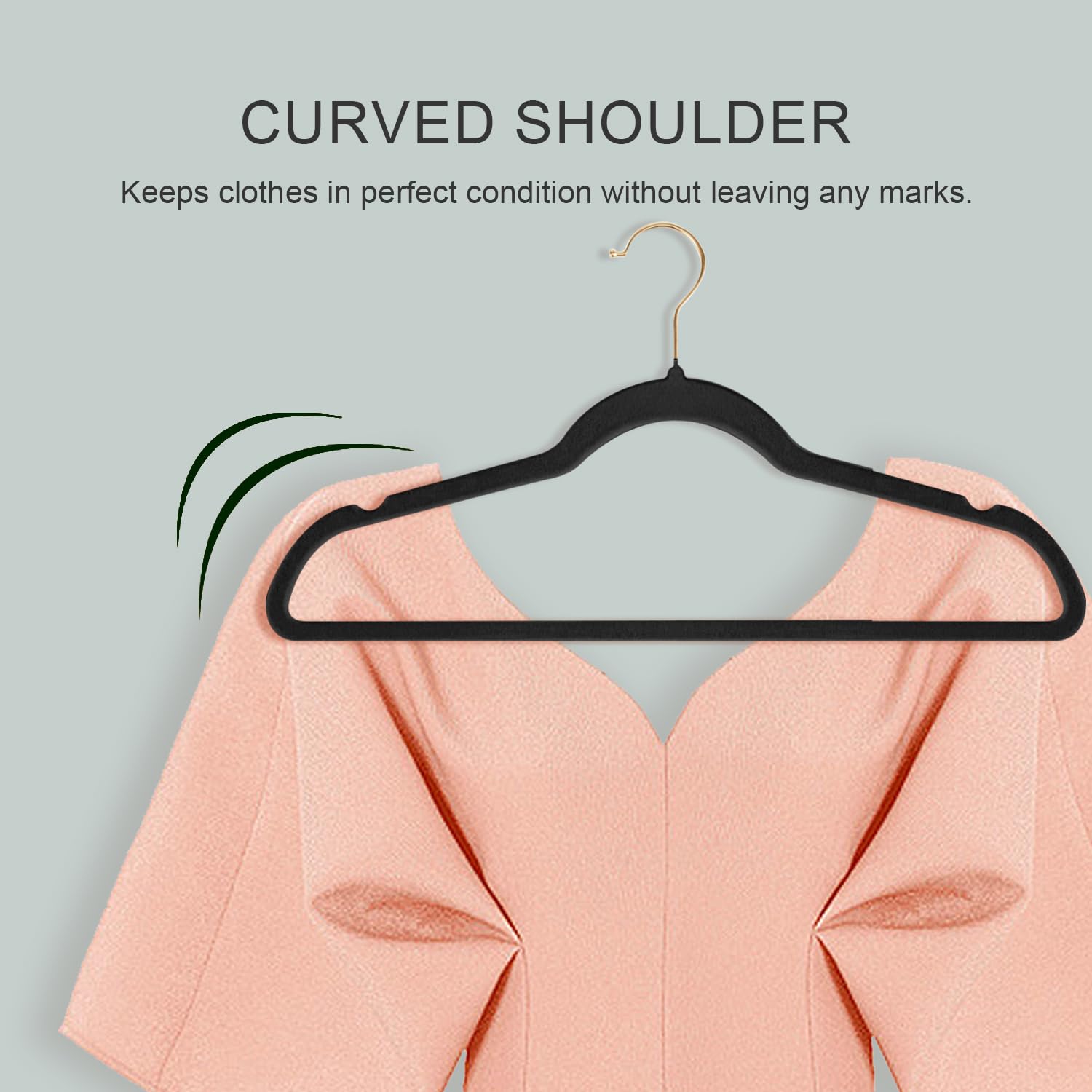 Wellong 52 Packs Velvet Clothes Hangers, 17.3 Inches Non-Slip Skirt Hangers, Dresses Hangers With Shoulder Notches, Space Saving