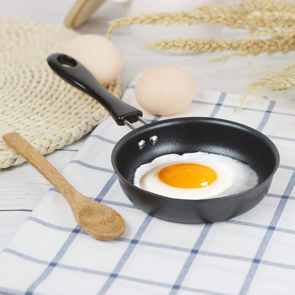 Sun Terriory Cast Iron Mini Frying Pan - Non-Stick 4.7-Inch Black Egg Pancake Skillet