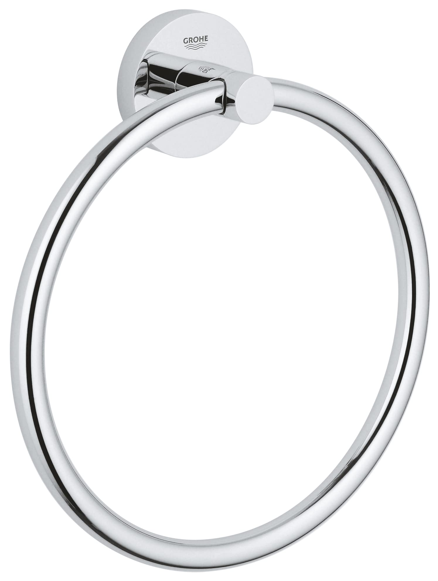 GROHE Start QuickFix Towel Ring (Metal, Concealed Fastening, Including Screws and Dowels, Extra Easy to Fit with GROHE QuickGlue