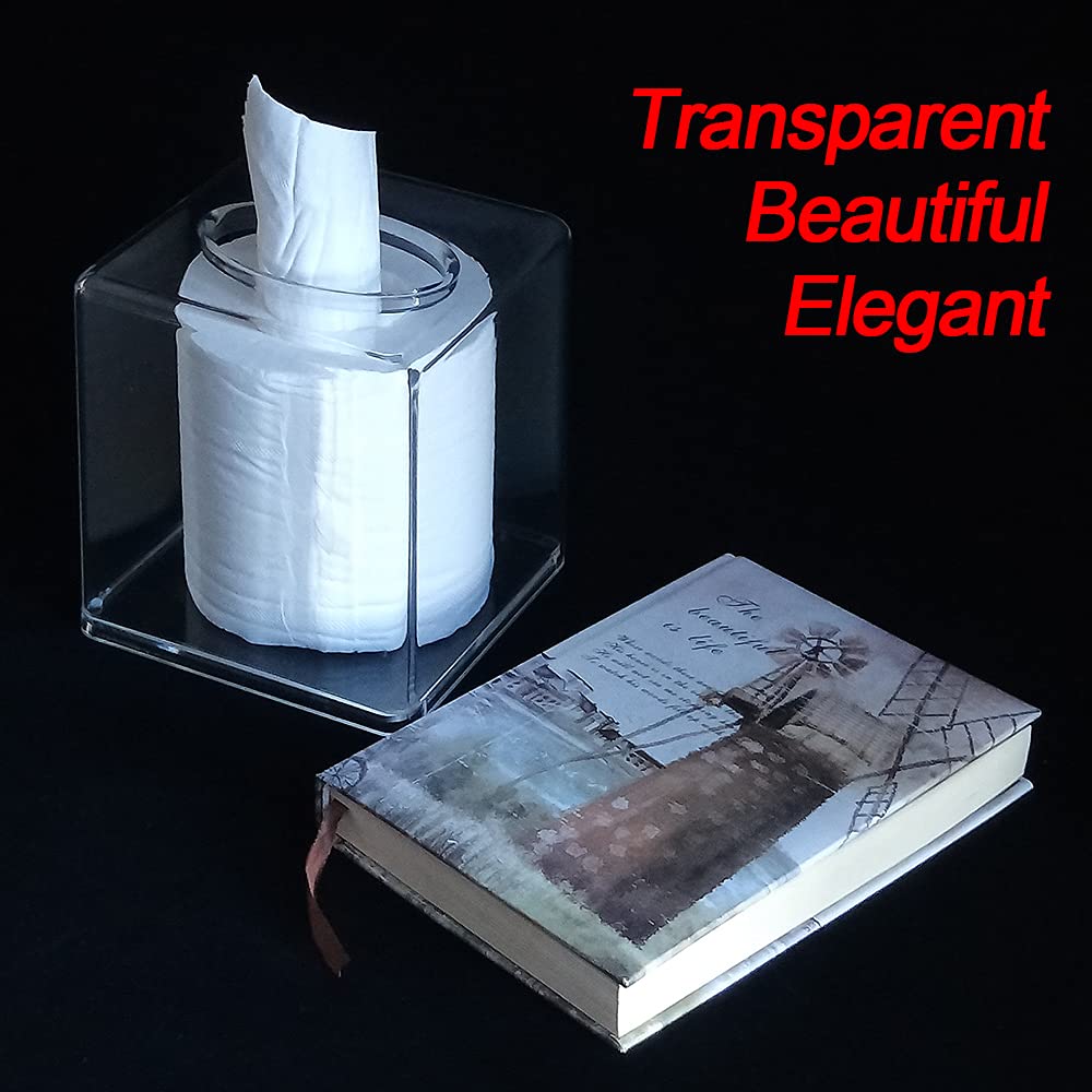 Square Clear Acrylic Tissue Box Covers, Big Bathroom Facial Napkin Box Holders, Table Clear Dryer Sheet Dispenser For Bathroom,