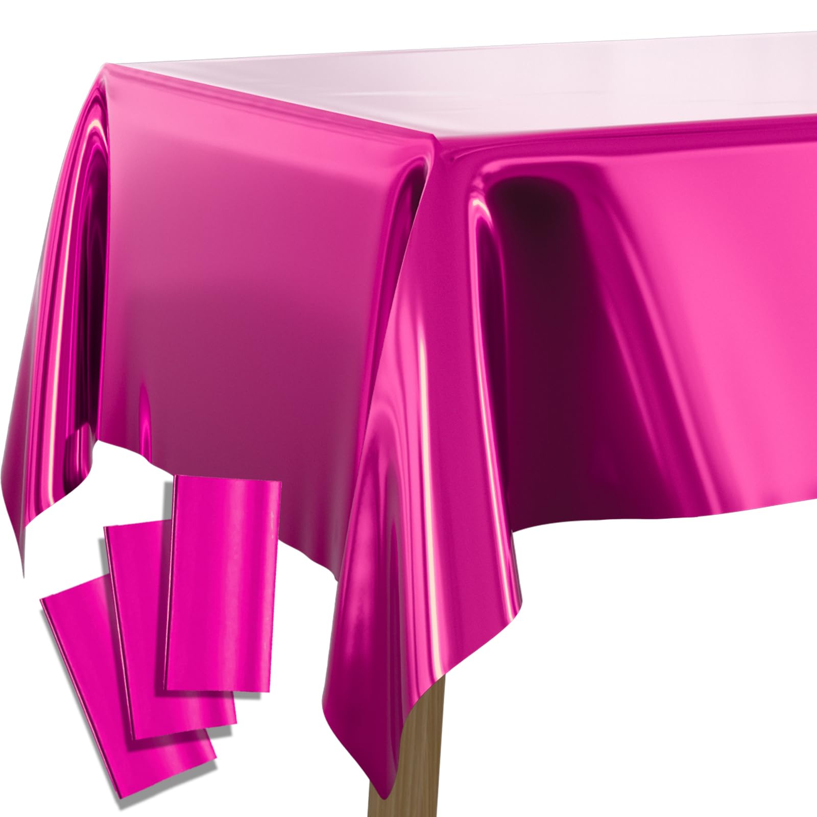 Partywoo Magenta Foil Tablecloth, 3 Pack 54 X 108 Inch Rectangle Tablecloth, Foil Tablecloth For 6 To 8 Foot Table, Metallic Tab