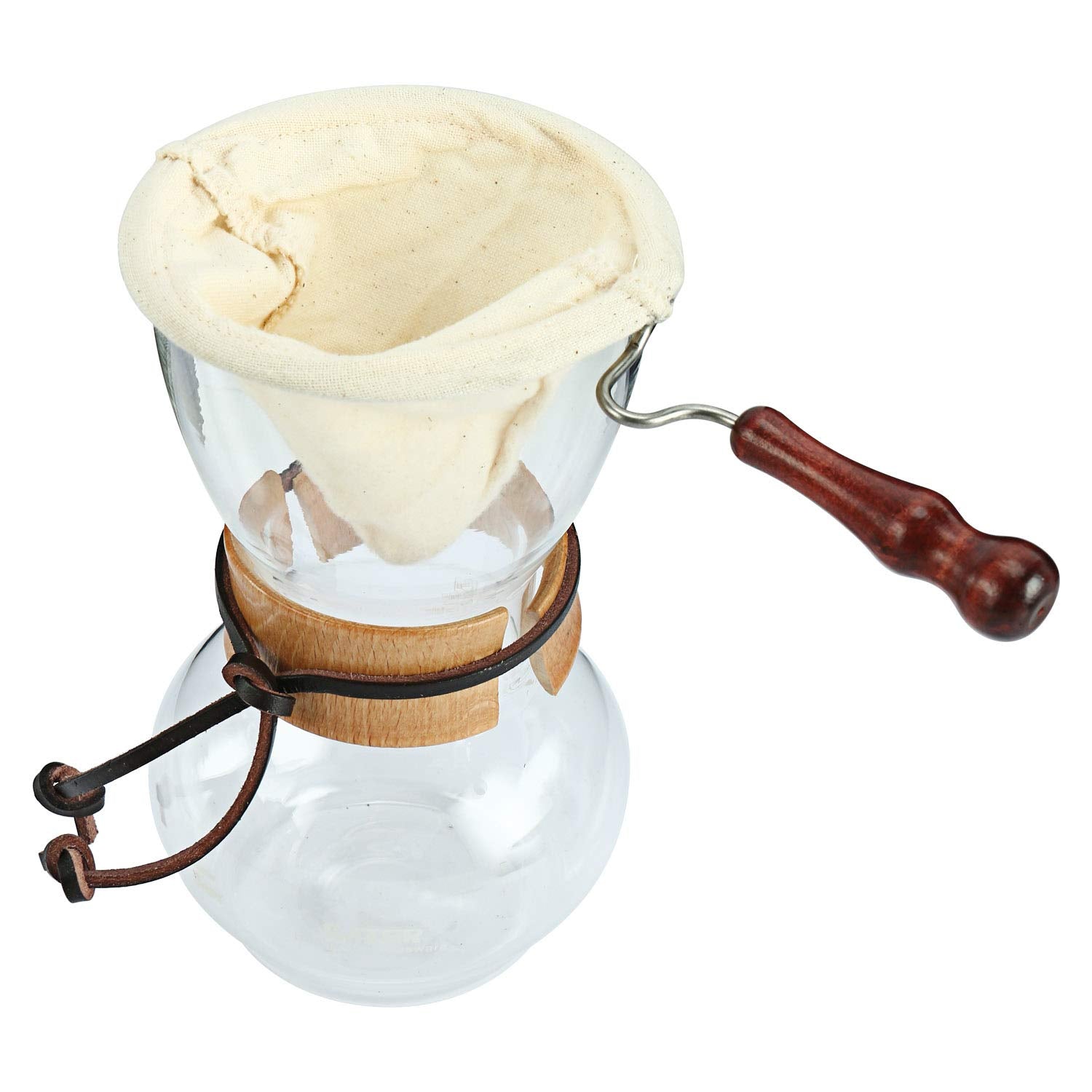 Homend Woodneck Coffee Brewer 480Cc 3-4Cups Coffee Maker, Woodneck Coffee Drip Pot Heat Resist Glass Coffee With 1 Extra Filter