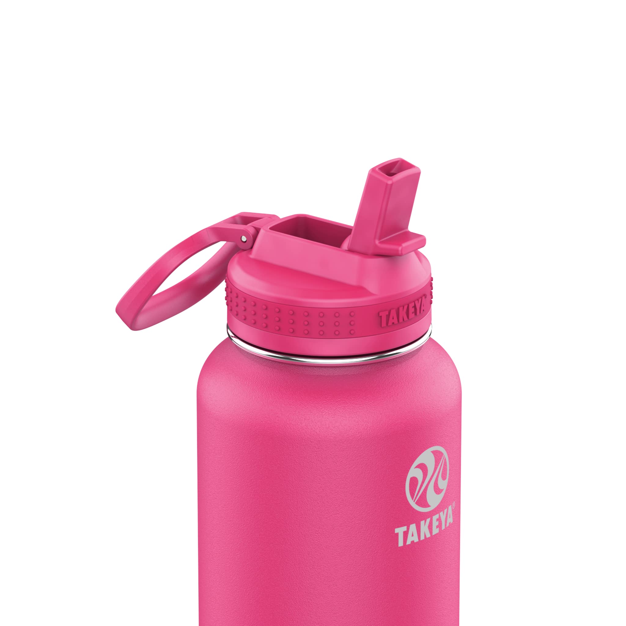 Takeya 40 Oz Cp Signature Pickleball Stainless Steel Insulated Water Bottle With Choice Of Lid, Backspin Pink