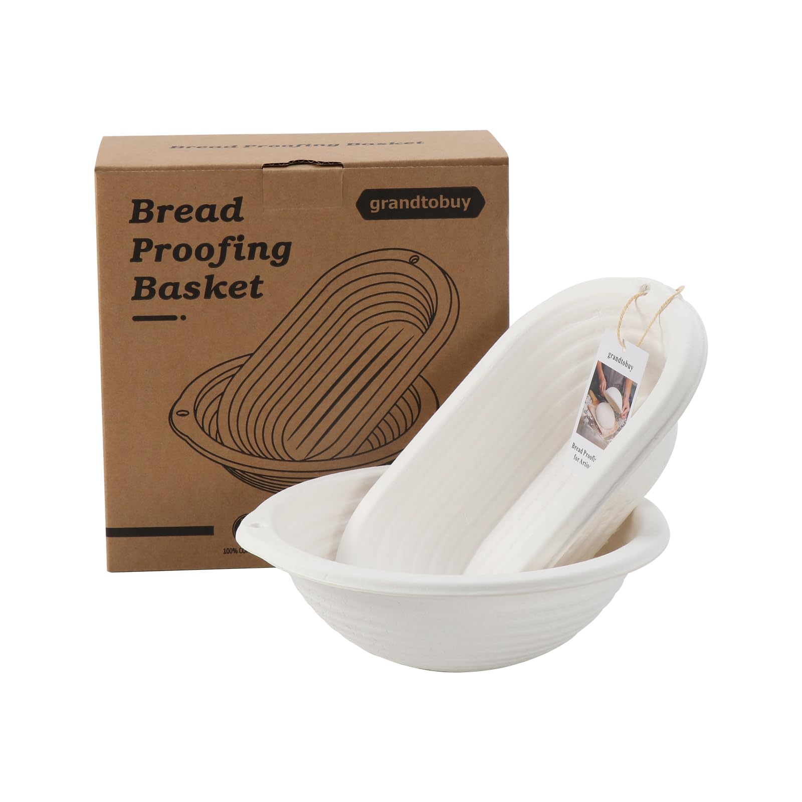 2Pack Pulp Sourdough Bread Proofing Basket Set, Round and Oval