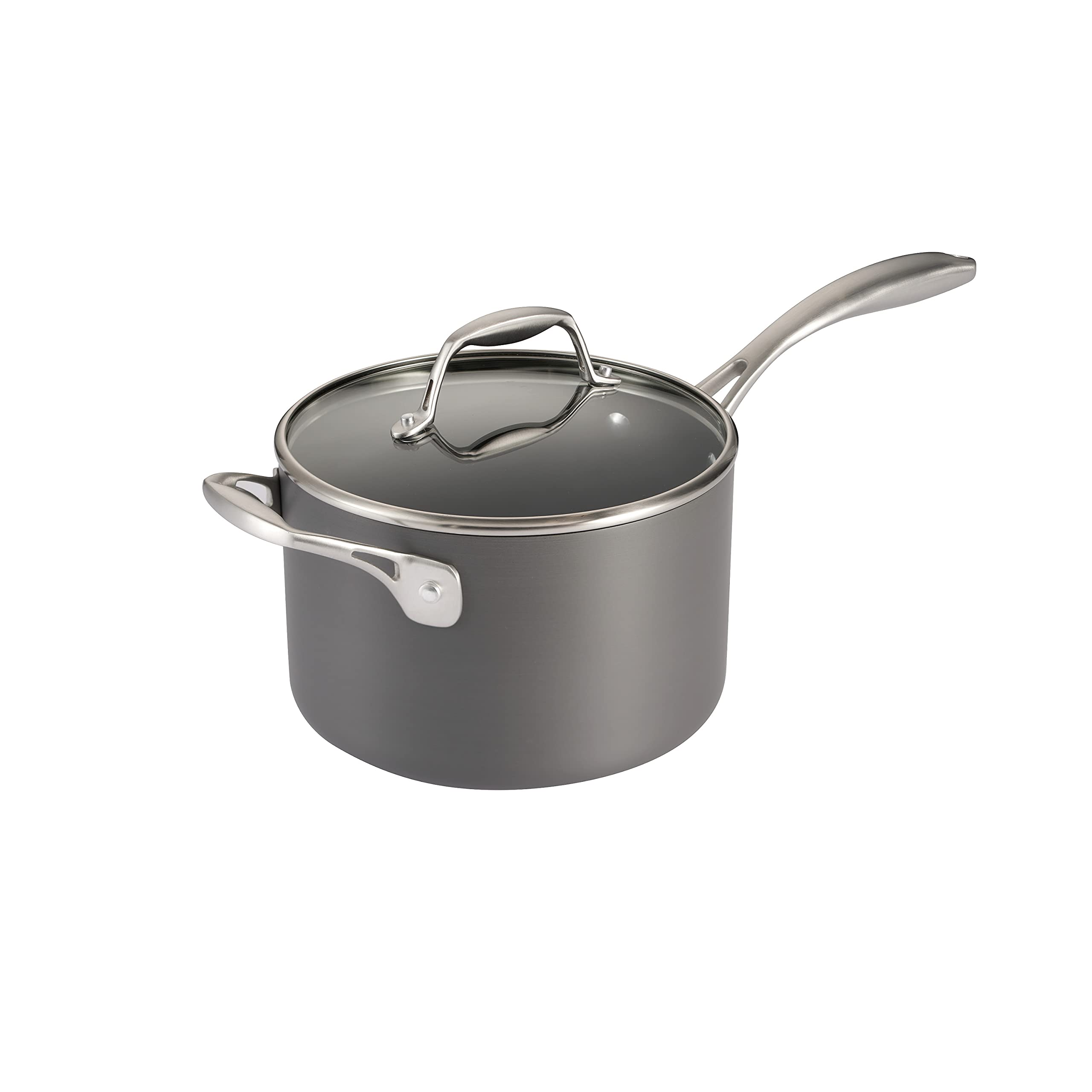 Tramontina Hard Anodized Non Stick 4Quart Large Sauce Pan with Glass Lid, Oven Safe