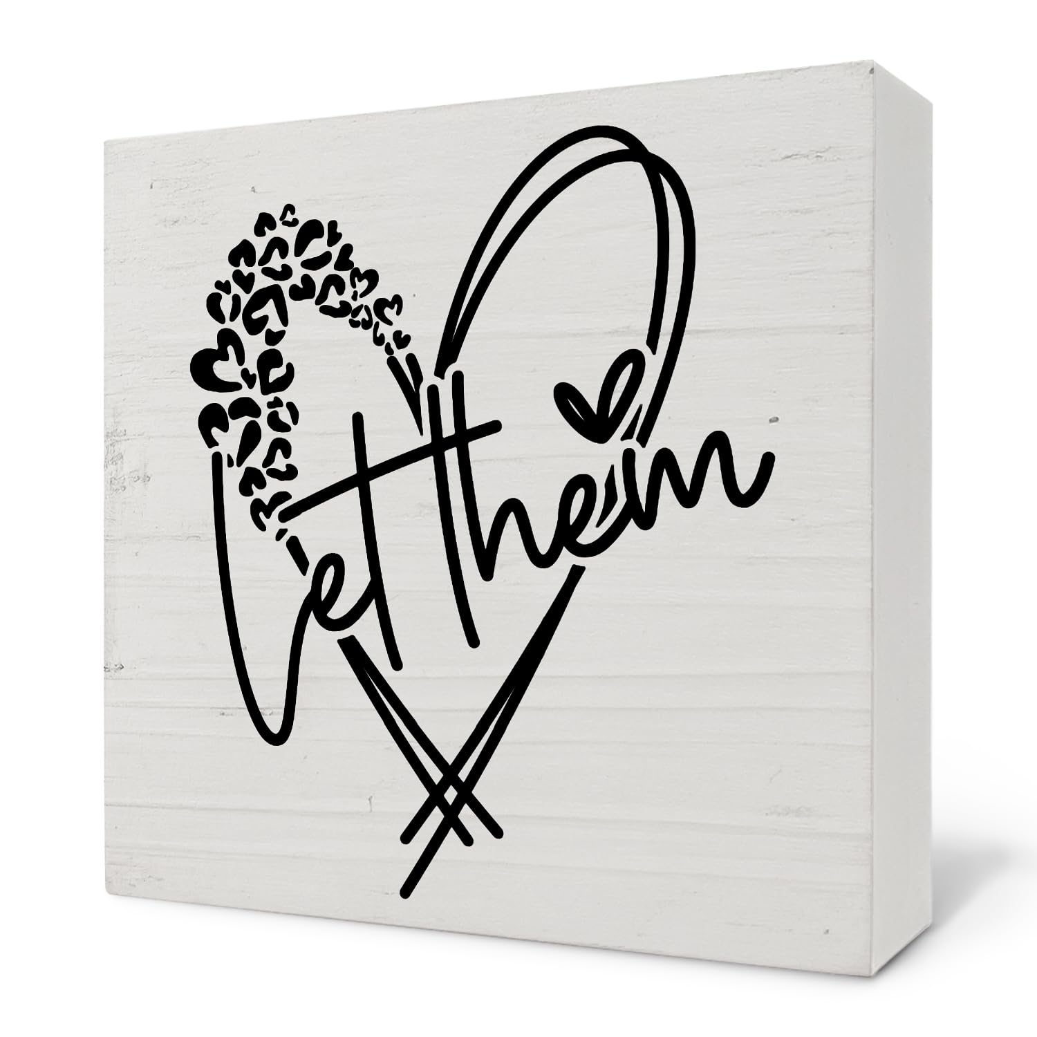 Nvotell Let Them Inspirational Desk Decor, Mental Health Self Love Positive Wooden Box Sign, Motivational Wood Block Plaque for 