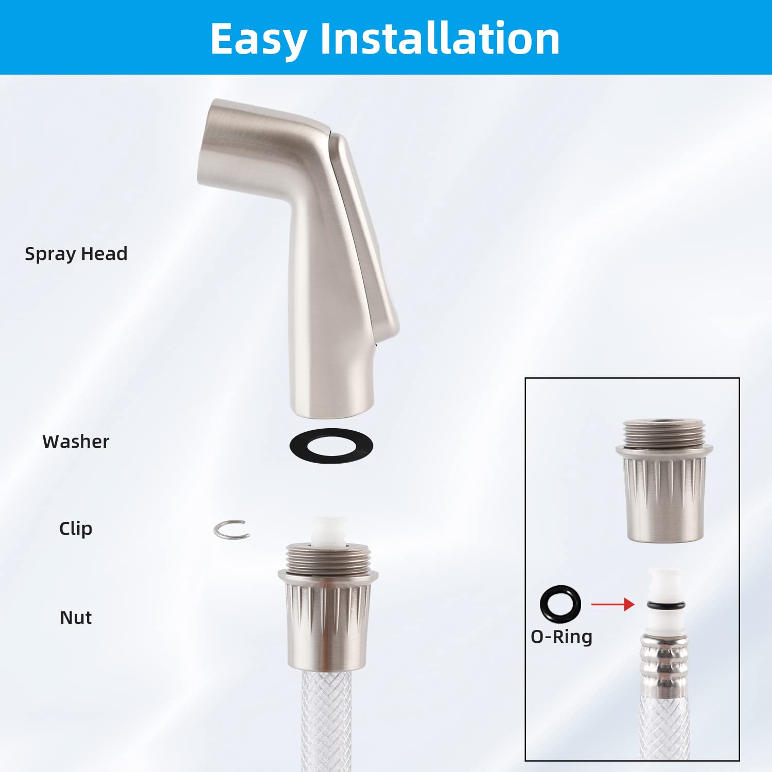 Hygie Rinse Kitchen Sink Side Sprayer Head Replacement Universal Sink Sprayer Attachment Compatible With Delta, Moen, Kohler Oem