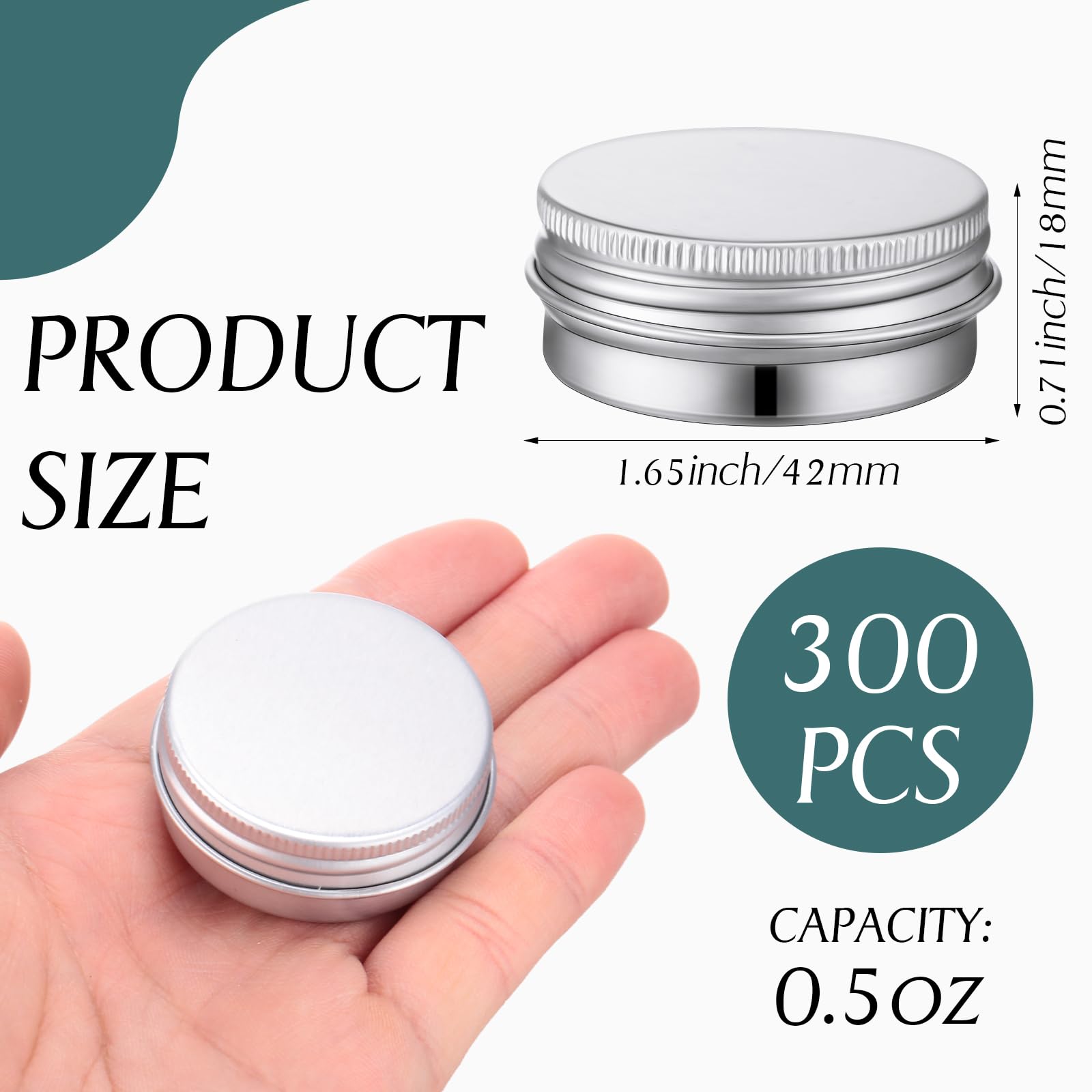 300 Pcs 0.5 Oz Salve Tins With Lids Bulk Lip Balm Containers Round Metal Containers With Screw Top Lids Aluminum Silver Tin Cans