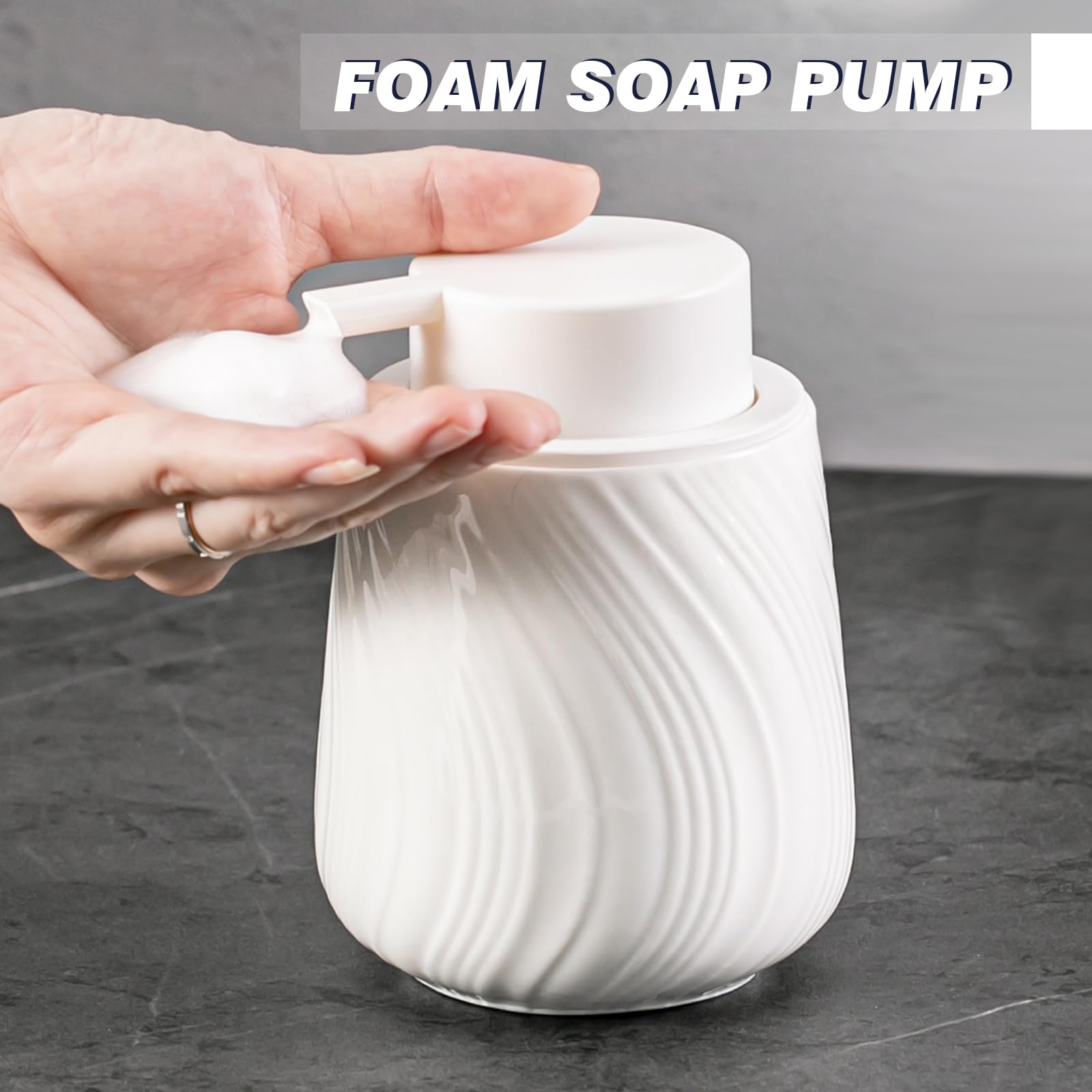 Agyiuns Foam Hand Soap Dispenser - 13.5 Oz Ceramic Foaming Hand Soap Dispenser With Easy-To-Press Pump For Bathroom Refillable L