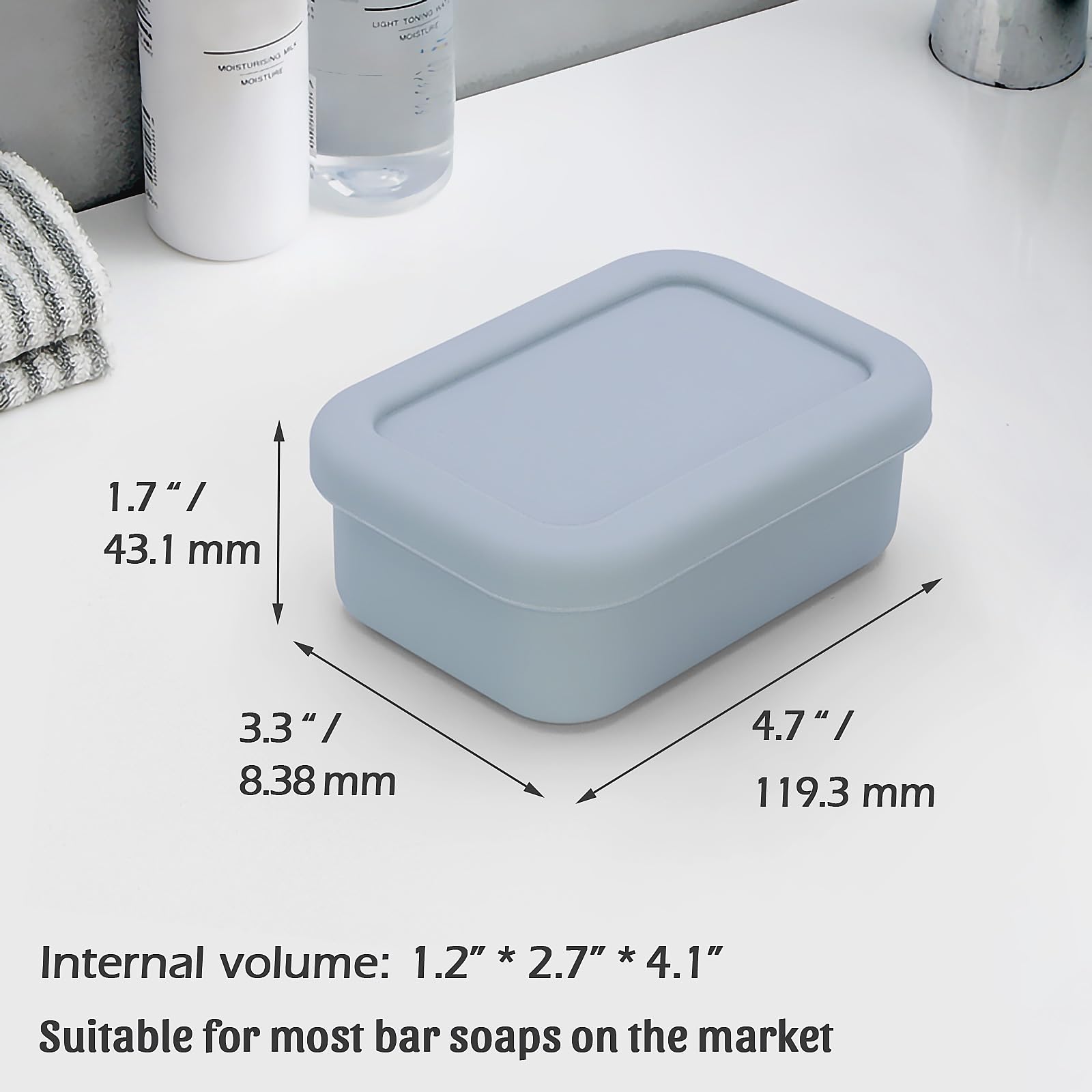 Aidimming Enhanced Leak Proof Traveling Soap Container,Compact Silicone Travel Soap Case With Drainage Layer,Travel Size Toiletr