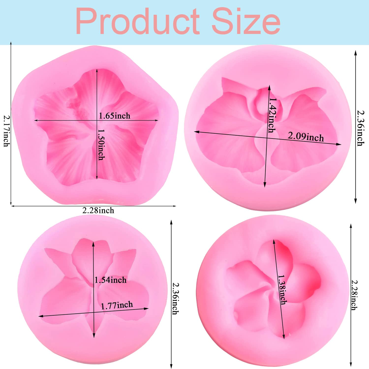 Mujiang Flower Blossom Silicone Mold Orchid Chocolate Fondant Molds For Cake Decorating Candy Gum Paste Set Of 4