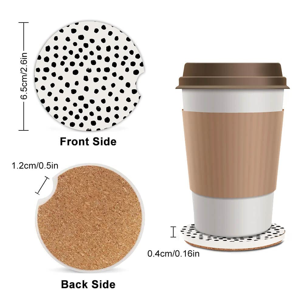 Sxboxing Absorbent Car Cupholder Coaster 2 Pack,Ceramic Stone With A Finger Notch For Women & Lady,Cork Base Drink Coasters 2.56
