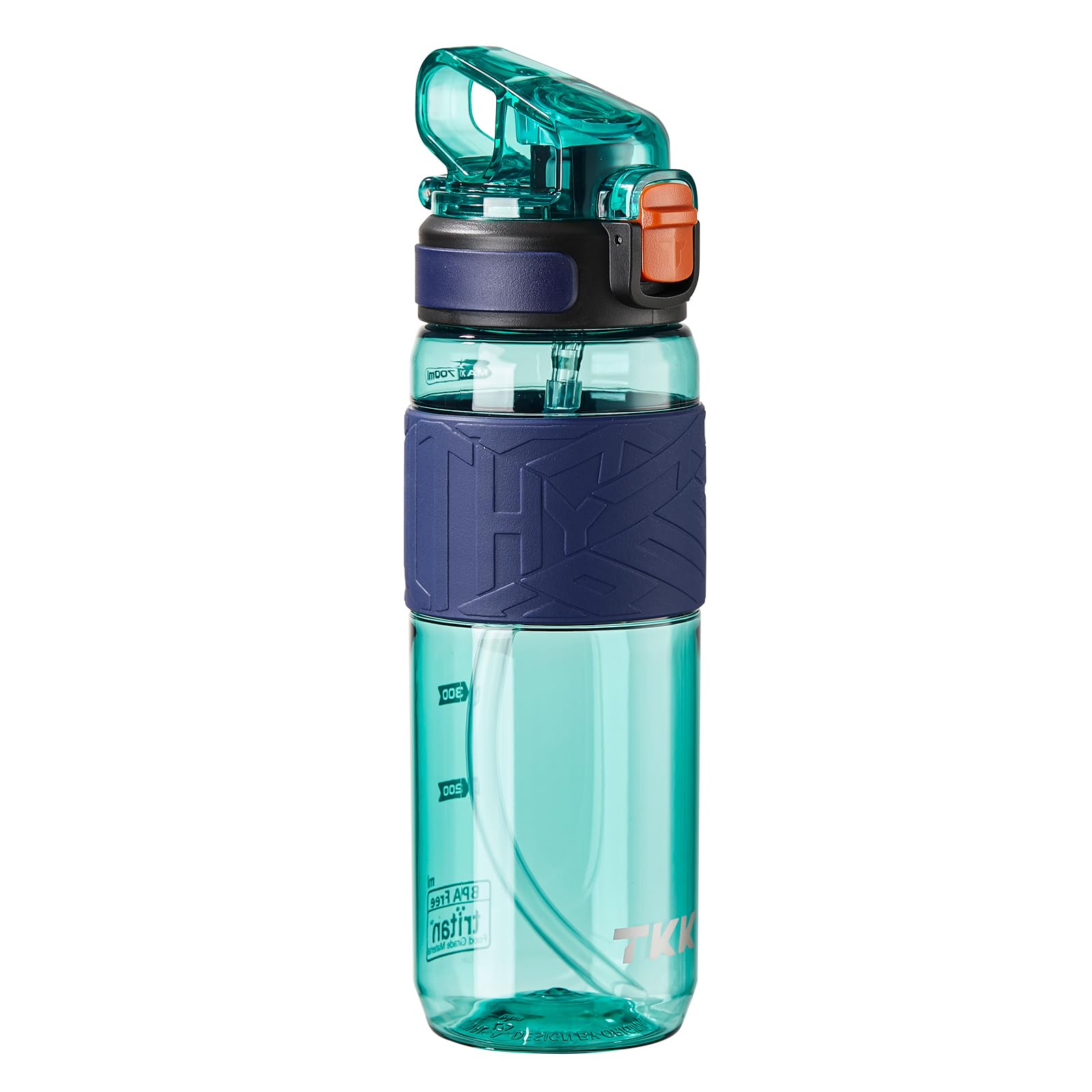 TKK Water Bottle with Removable Straw, 24oz Tritan Plastic Leak Proof Sports Bottle  2in1 Sip or Straw, Lockable Flip Lid, Bu