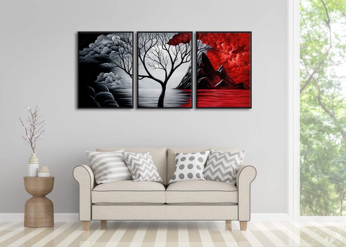 Wieco Art Extra Large Size Framed Canvas Art Prints Wall Art The Cloud Tree Abstract Pictures Paintings For Living Room Home Off